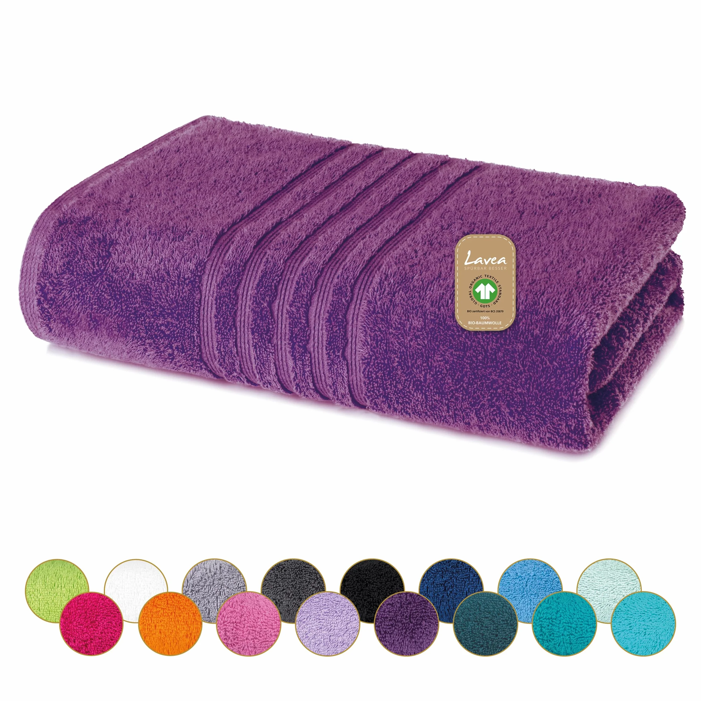 Toalla de Sauna XXL 80x220 cm Algodón Orgánico Rizo Suave Absorbente Violeta