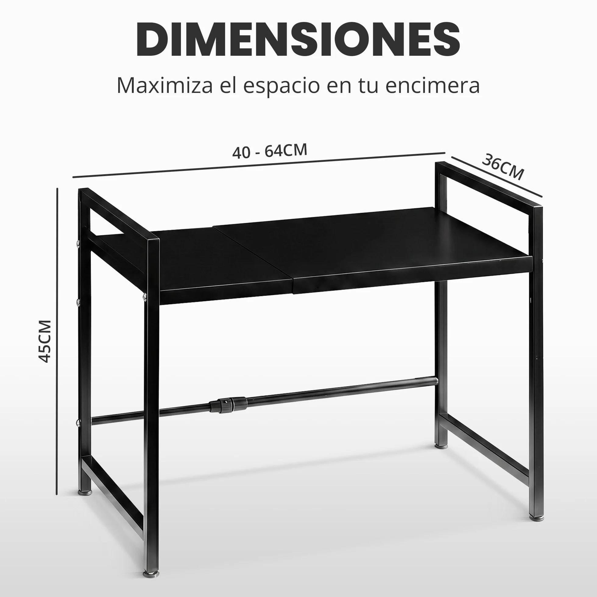 Soporte Microondas Ajustable Cocina Estante Extensible Encimera Mueble Organizador con Estantería Resistente