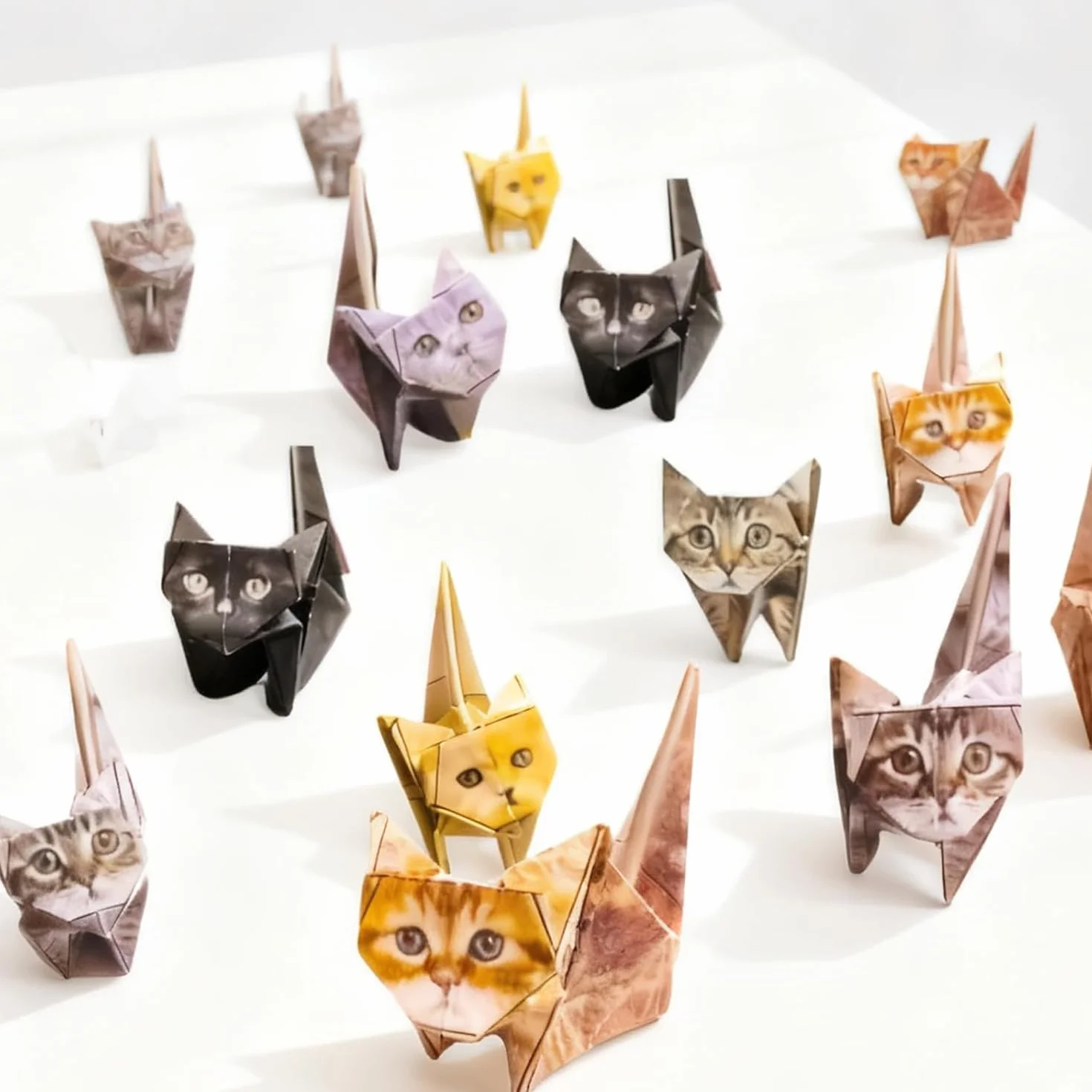 SIXHAOBU Papel gatos Origami 50 hojas 3D conjunto manual papelería kit actividad adulto DIY decoración escritorio