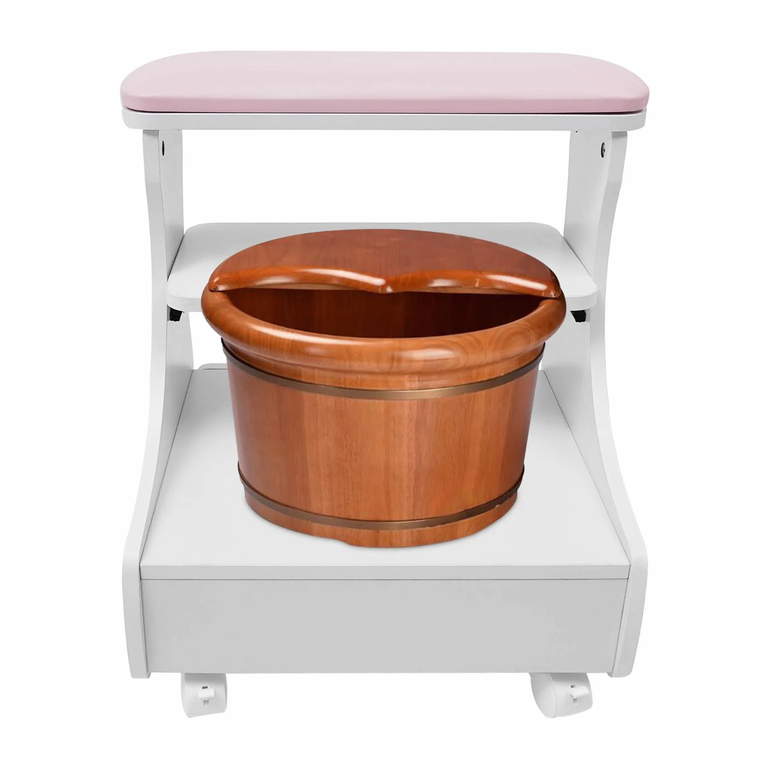 Reposapiés, pedicura, descanso, taburete de maquillaje, baño de pies, manicura, muebles, carrito para baño de pies, taburete con ruedas, uso en el salón de belleza, 52 x 41 x 55 cm, reposapiés,