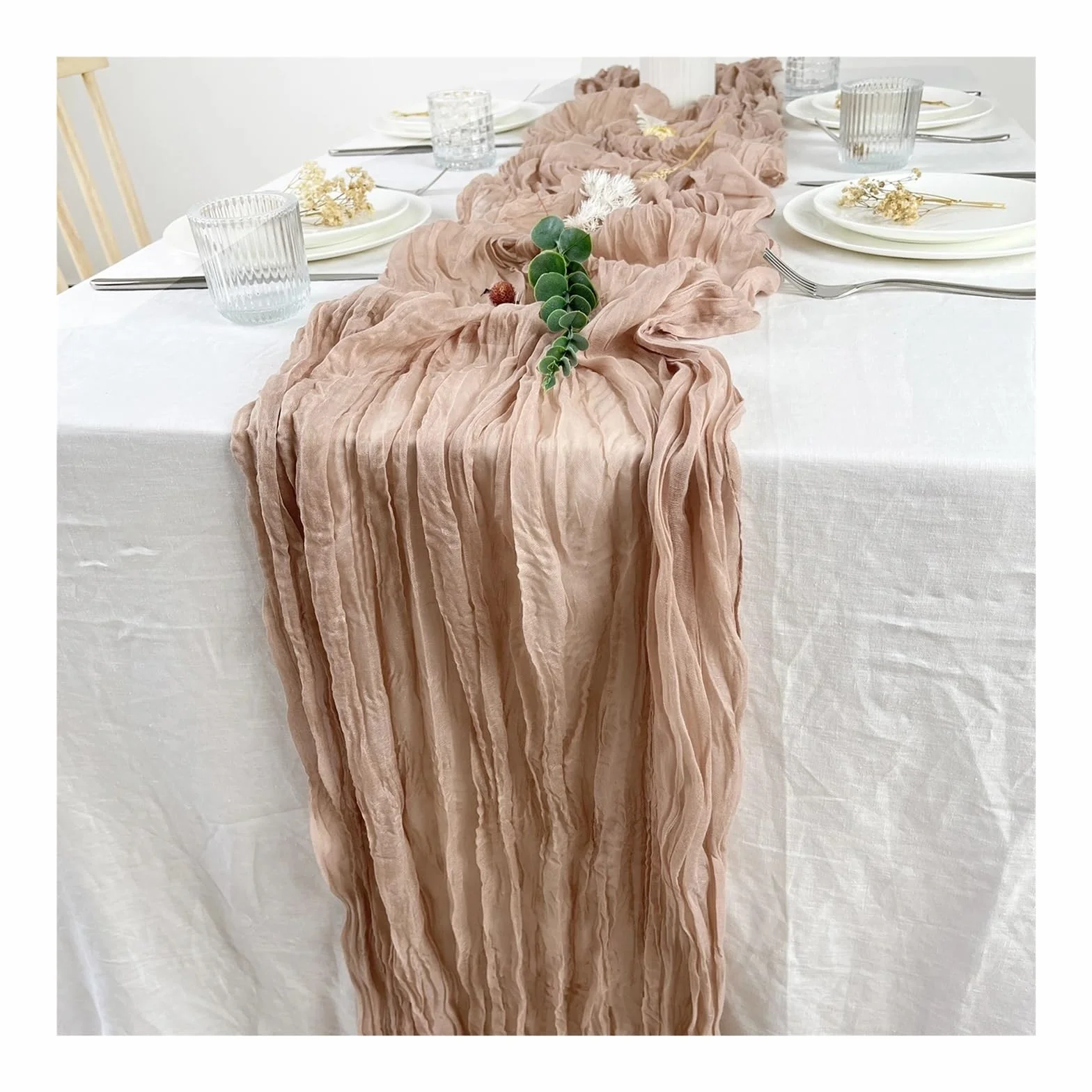 Servilletas de Mesa de algodón, Camino de Mesa y servilletas Gasa, Avellana, 10 Piezas, Varios tamaños
