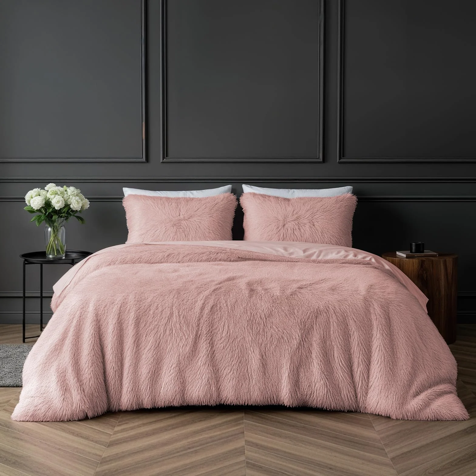 Sleepdown 5056242754657 Juego edredón con Fundas de Almohada, 1 pieza (220 cm x 230 cm), diseño de Pelo Largo, Color, poliéster, Rosa encarnado, Matrimonio