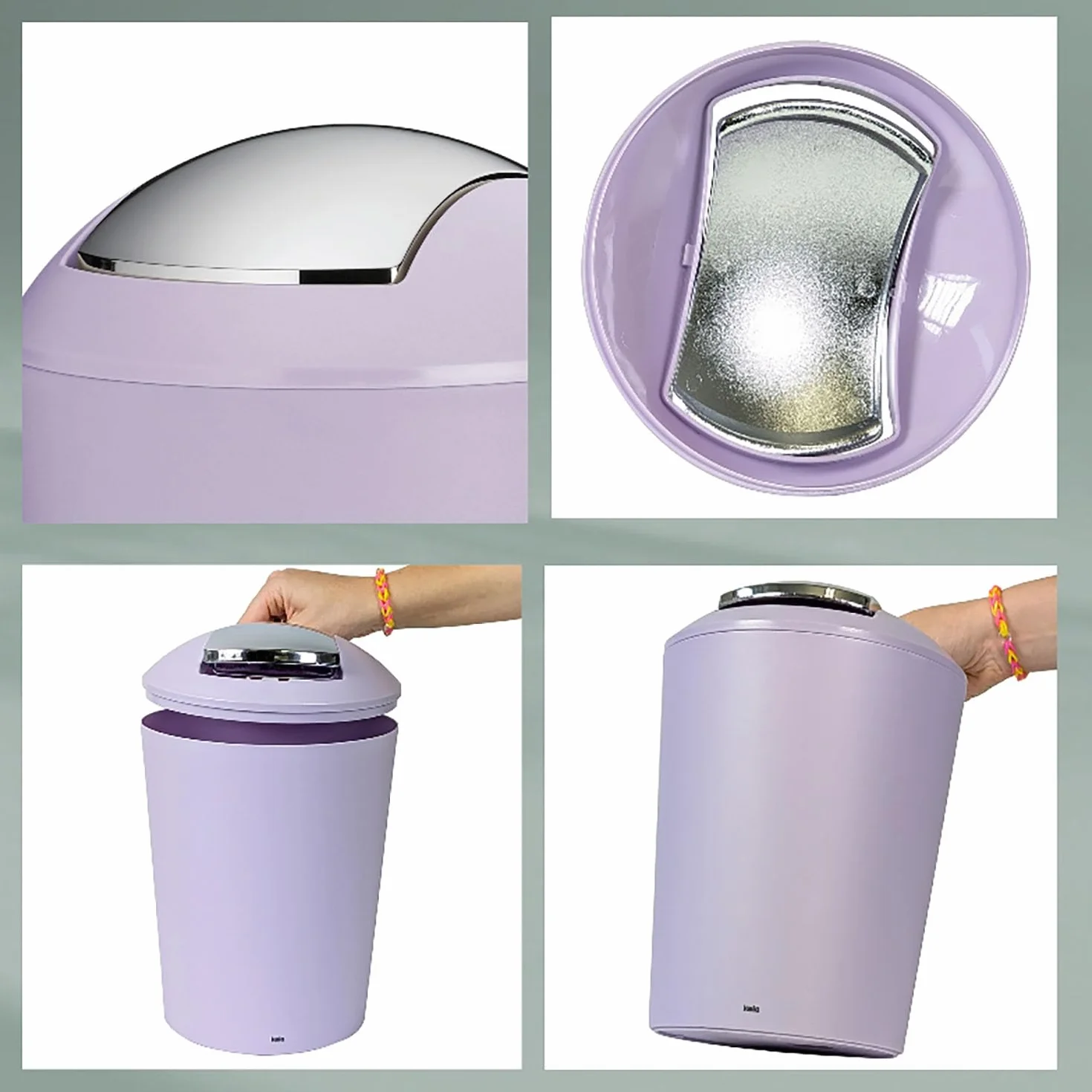 Cubo con tapa basculante violeta pastel mate 5 L plástico MARTA