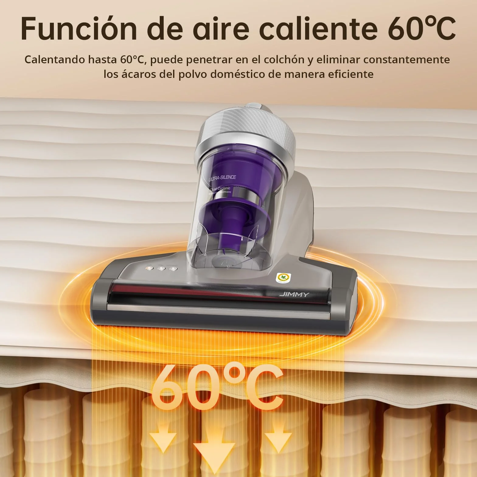 Jimmy JV35 Aspirador Antiácaros 700W con Luz UV-C, Golpeteo Fuerte y Aire Caliente, Portátil para Colchones, Camas y Sofás