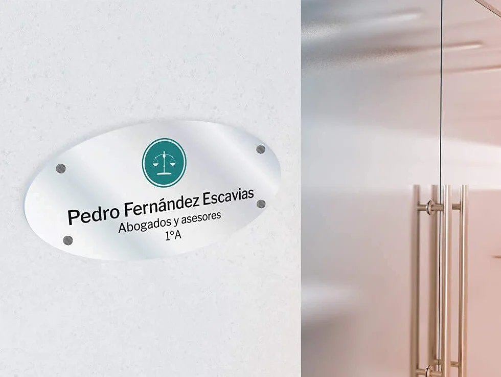 Oedim Placas Personalizadas Rotuladas Fabricadas en metacrilato, 29,7x14cm, Forma Ovalada, Resistente y Económico