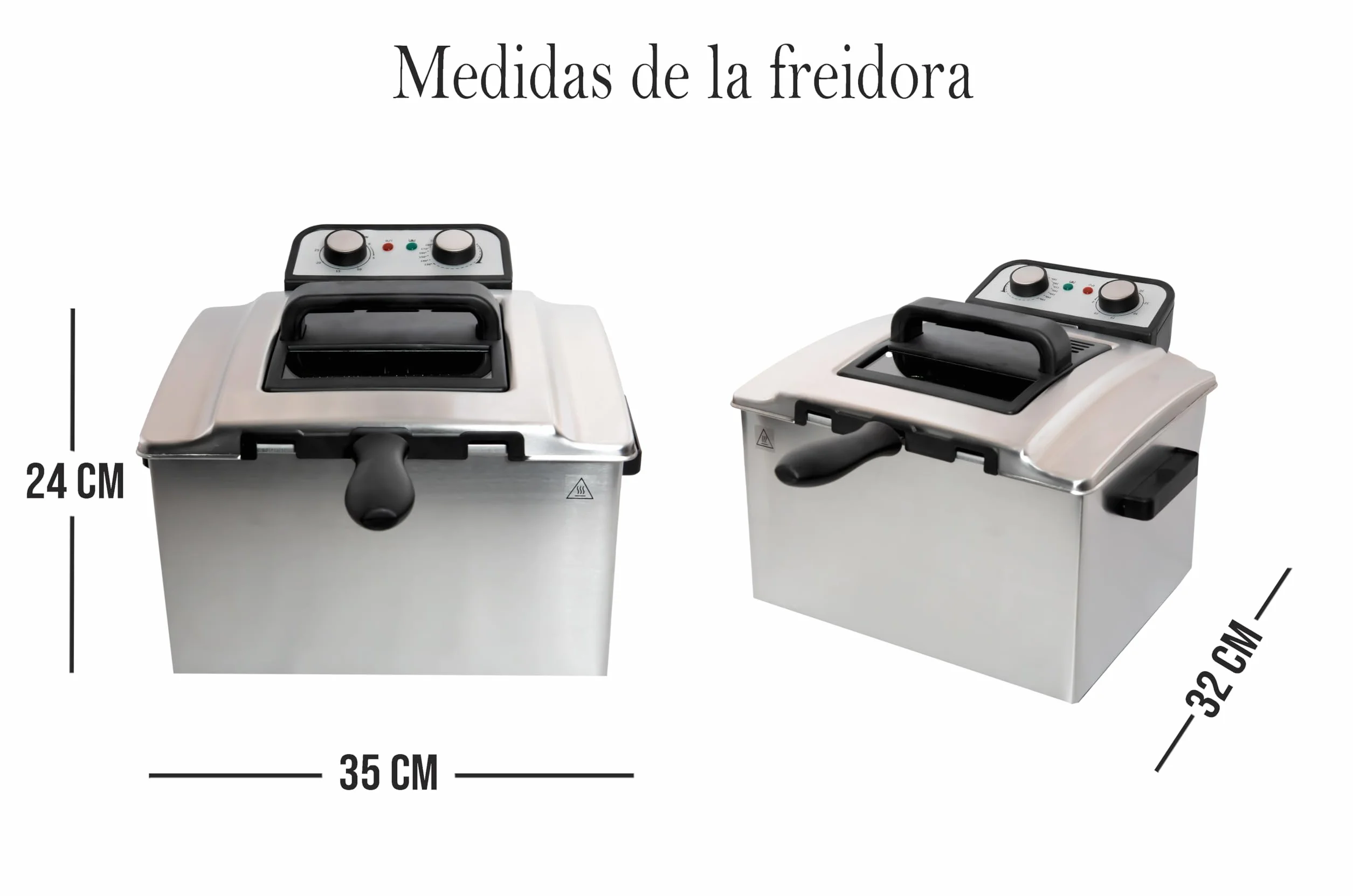 FREIDORA ELECTRICA 5L 3000W PROFESIONAL 3 CESTAS INCLUIDAS TERMOSTATO DE TEMPERATURA DESMONTABLE ACERO INOXIDABLE