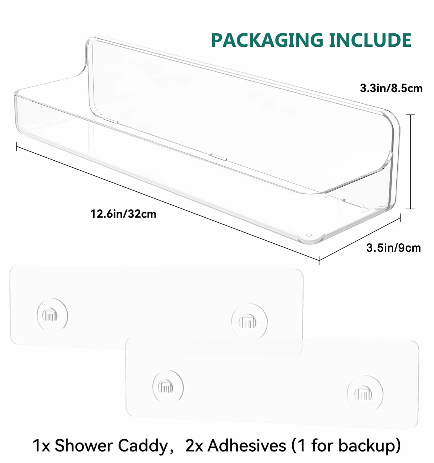 Estantes de Ducha, Organizador de Ducha de acrílico Transparente Adhesivo para baño, Transparente, sin taladrar, Almacenamiento de Ducha de Montaje en Pared