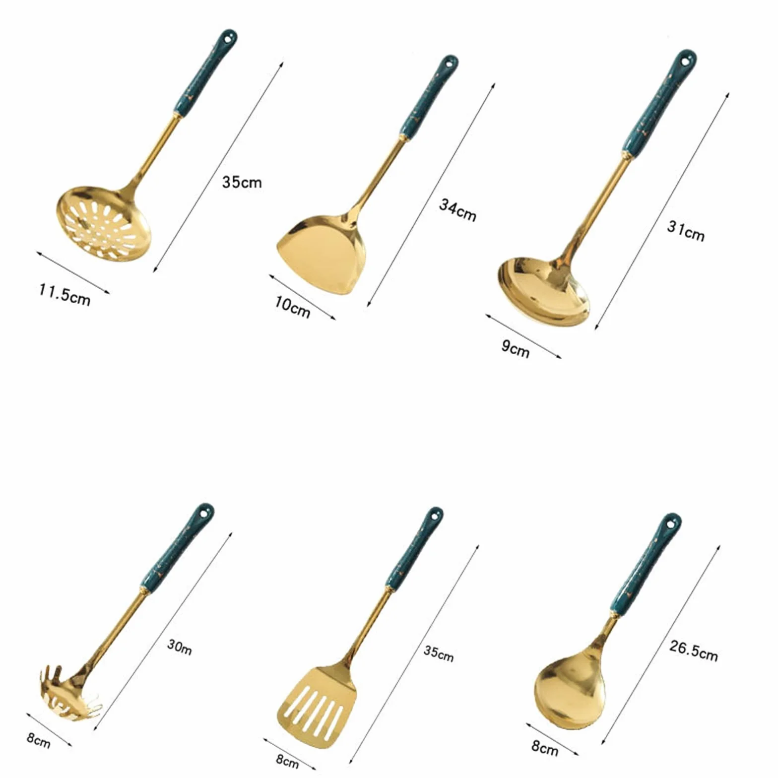 Juego de utensilios de cocina de acero inoxidable de 7 piezas con asas antideslizantes y apto para lavavajillas para chefs modernos, juego de utensilios de cocina de acero inoxidable
