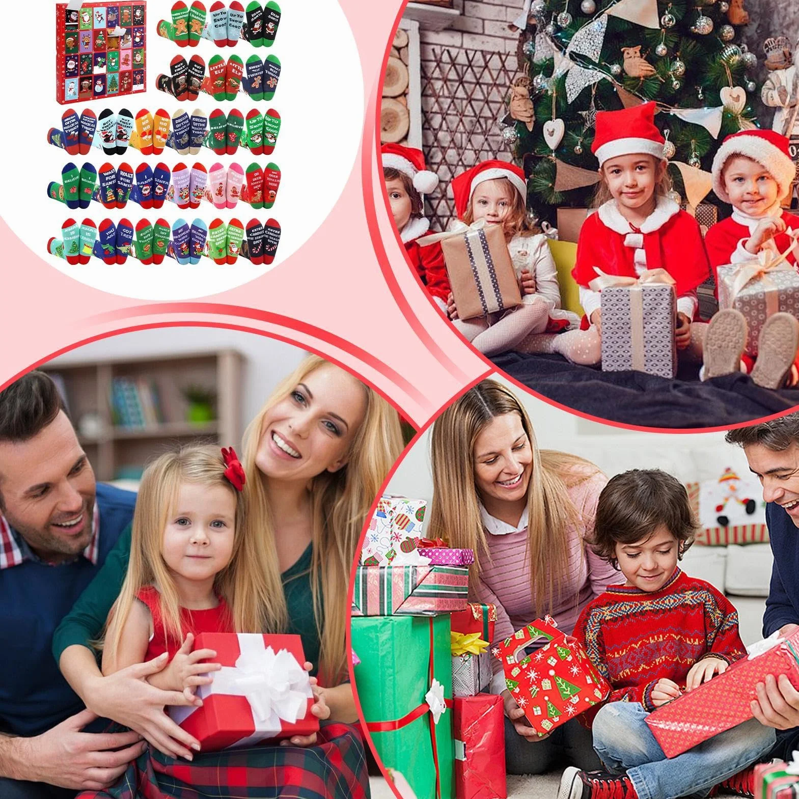 Calendario De Cuenta Atrás De Navidad 24 Pares Calcetines Festivos | Calcetines Navideños Para Mujer Para Adolescentes Niños Niñas Vacaciones Festivales