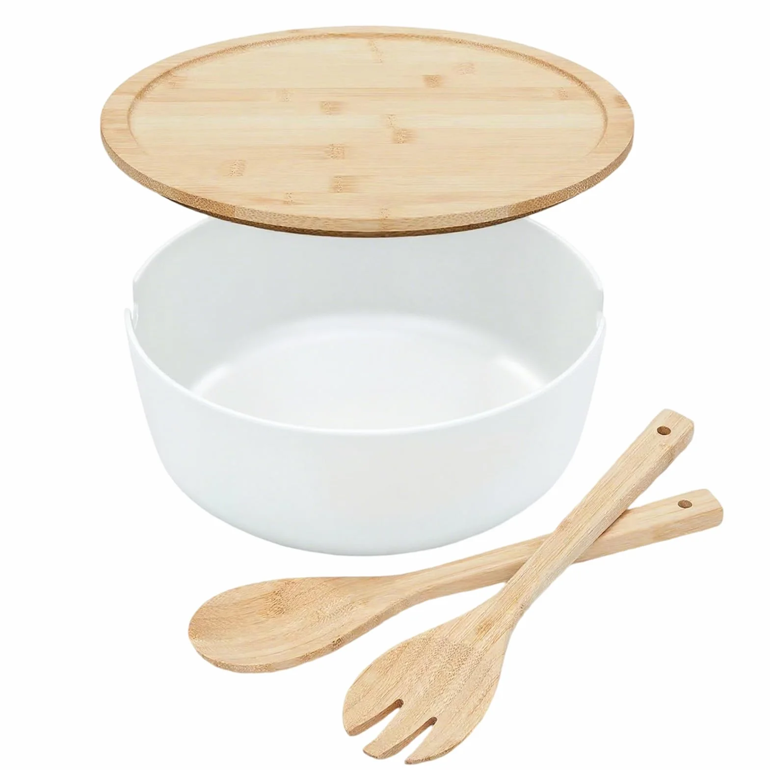 Bol Para Servir Ensaladas Recipientes de Madera para Alimentos, Utensilios | Boles Grandes para Ensaladas y Comer Verduras Pasta Cereal Fideos Preparación Comidas Coci