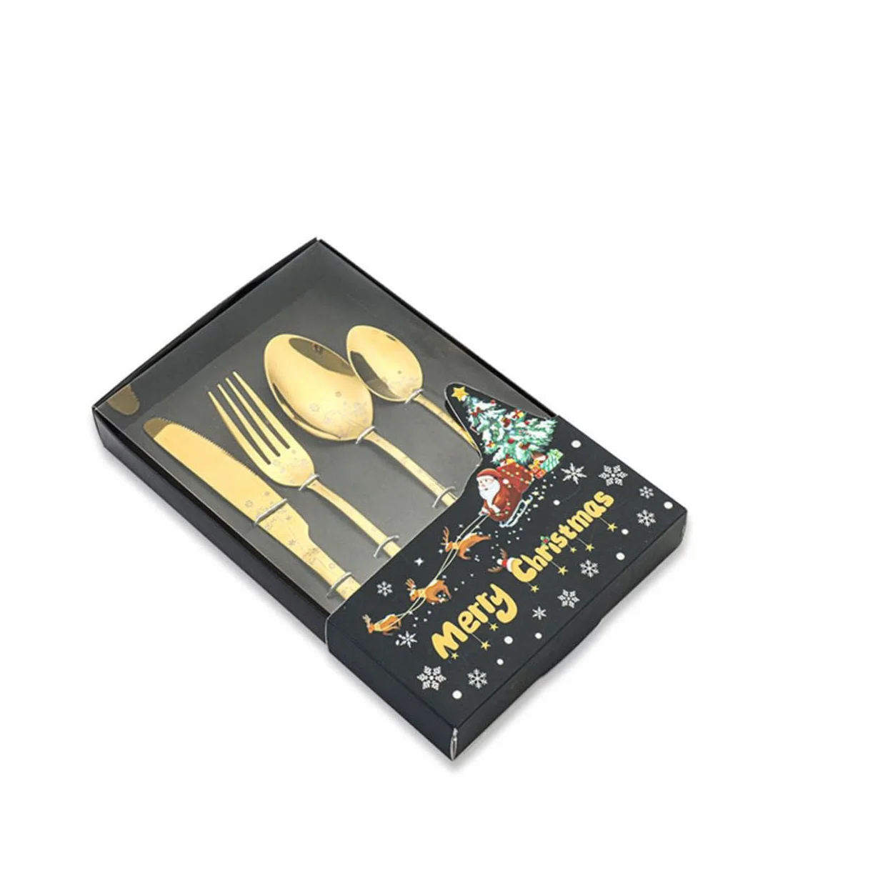 TOPBATHY 3 Juegos Juego De Cubiertos De Navidad Cubiertos De Comida Occidental Favores De La Fiesta De Navidad Vajilla De Comida para Banquetes Cuchara Dorada Cuberteria Acero Inoxidable