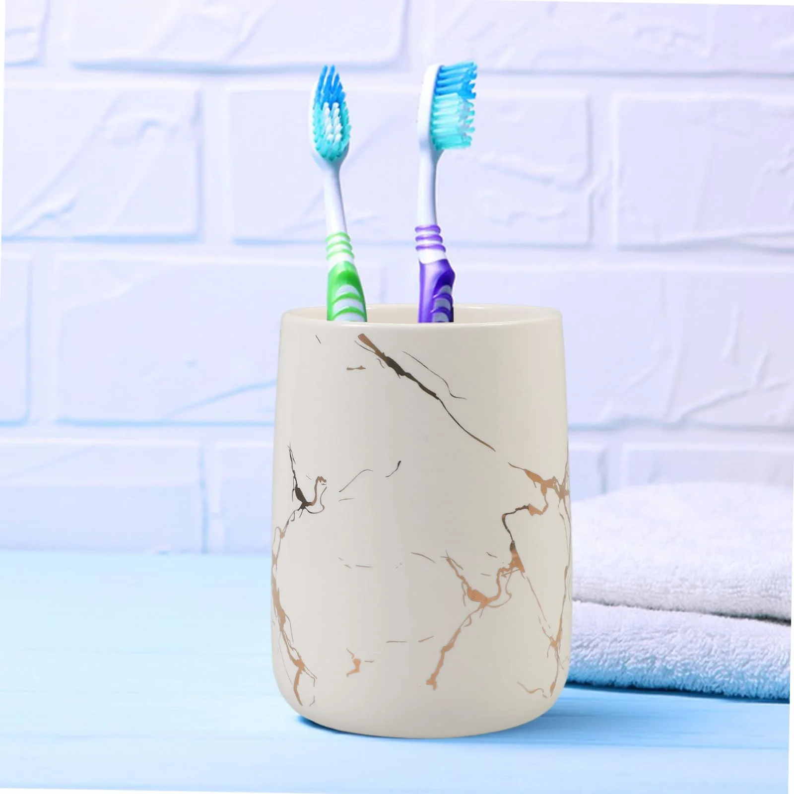 Cabilock Vaso Resistente Diseño para Cepillos de Blanco Dientes de Cerámica Moderno para Baño Accesorios de Baño Decorativos y Adecuado Doméstico