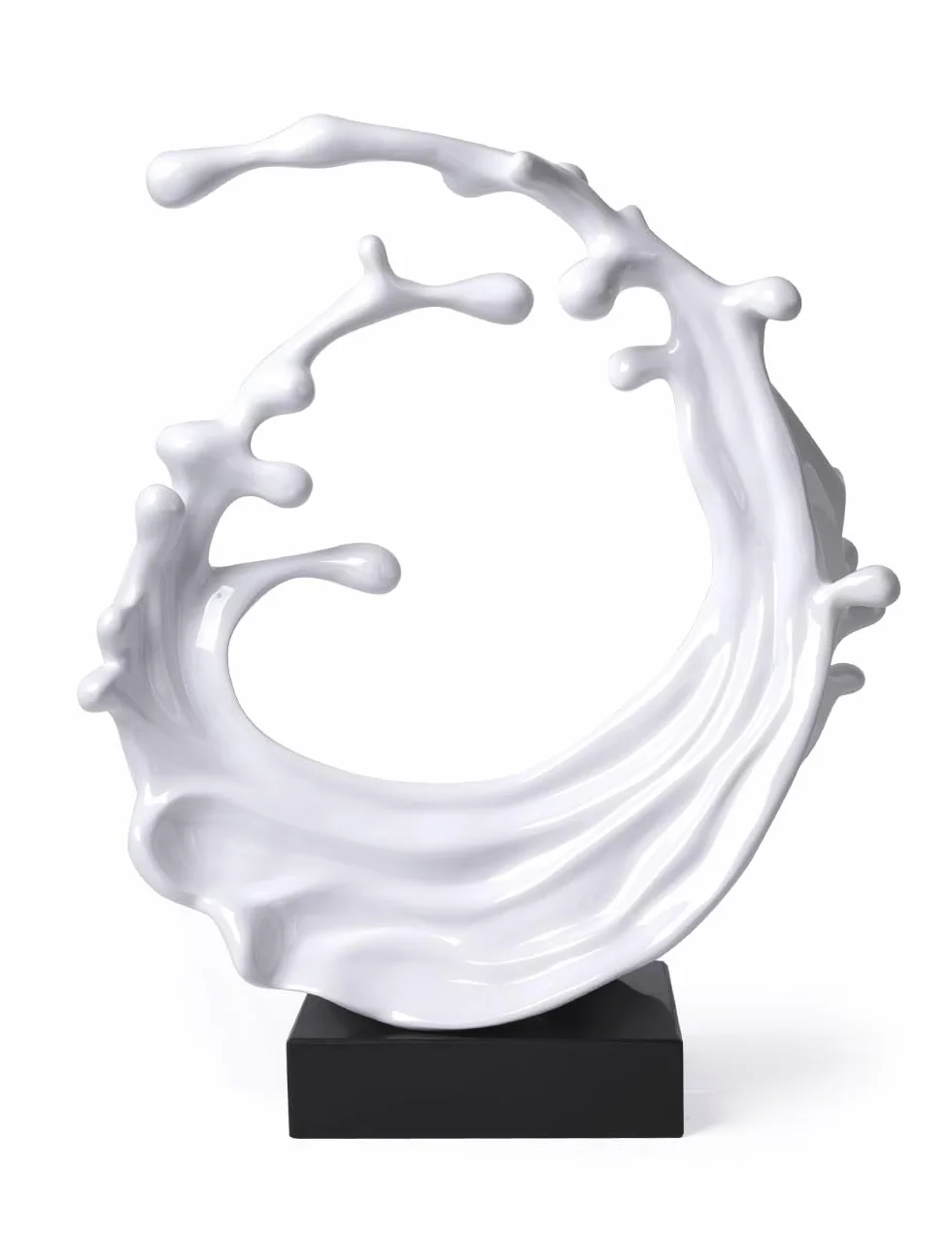 Escultura de Ola Marina Figura Abstracta Estatua Moderna Decoración Arte Interior Regalo para Salon Comedor Oficina Blanca 42cm