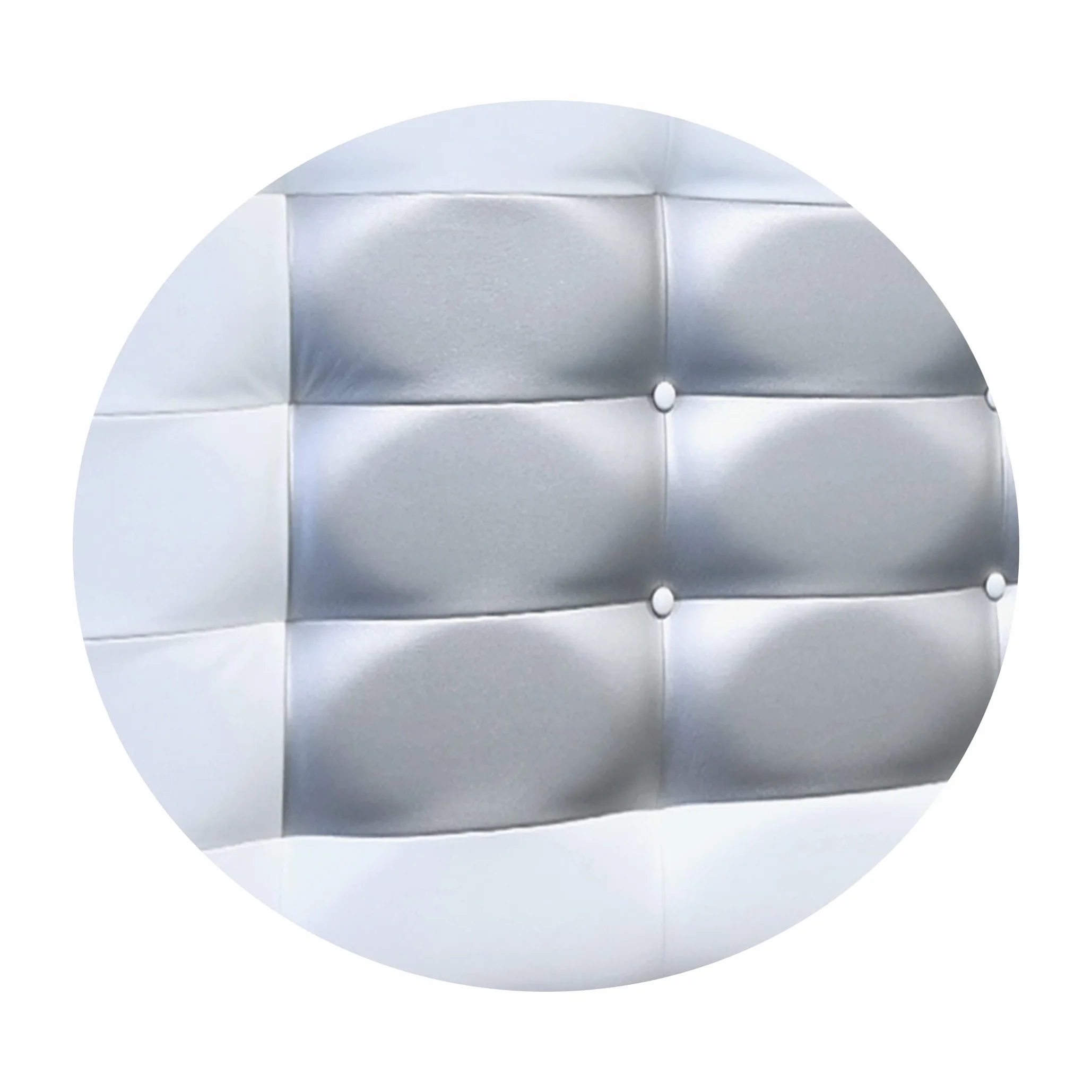 Cabecero de Cama Blanco Plata 70 cm.de Alto-Mod. FLORIDA con Forma de Marco y Botones-Cabecero Tapizado en Polipiel para Niños, Juvenil, Matrimonio-Cabezal de Colgar. (150x70, Blanco-Plata)