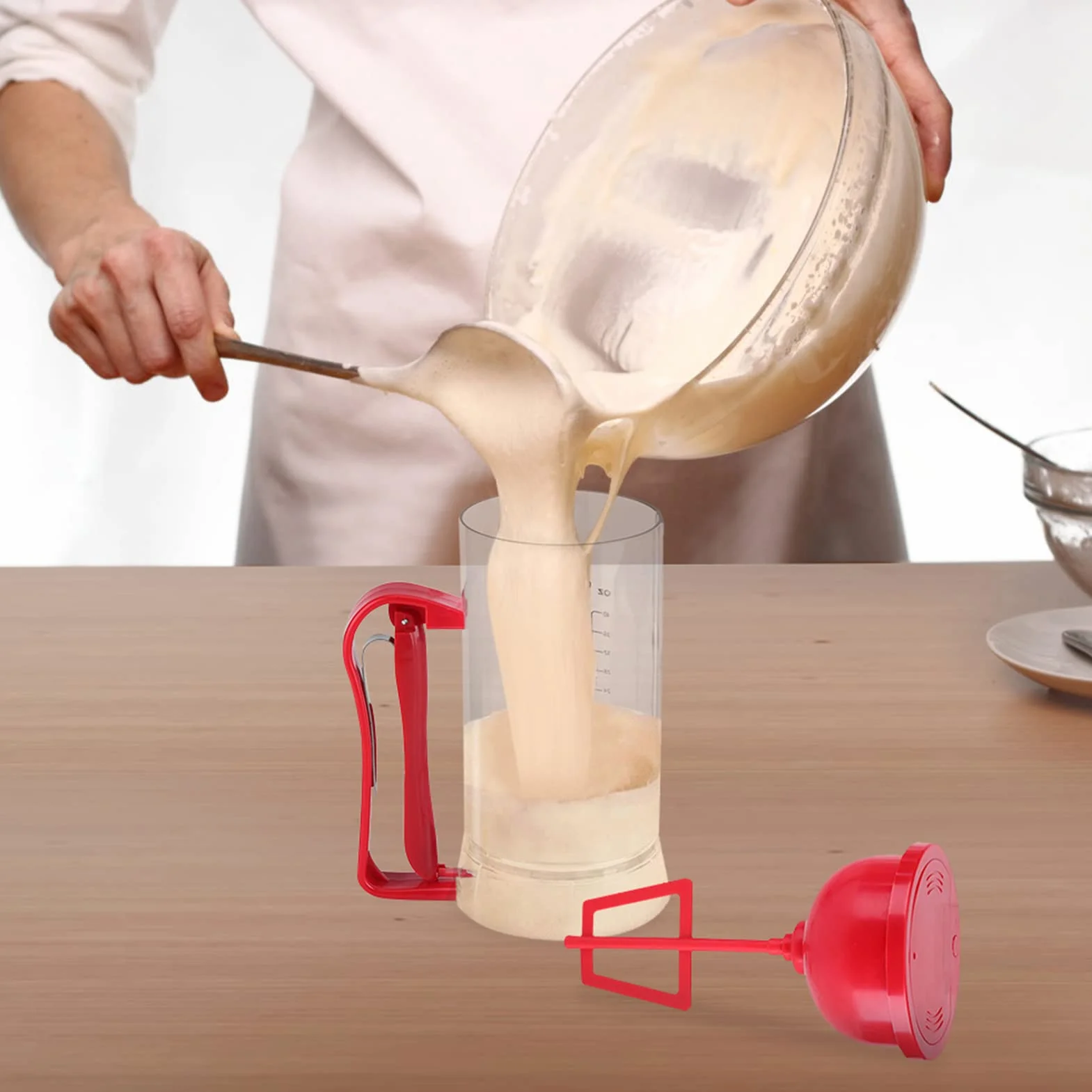 lyrlody Dispensador de Masa para Panqueques Eléctrico, Mezclador y Dosificador, 1200 ml, para Cupcakes, Magdalenas, Donas