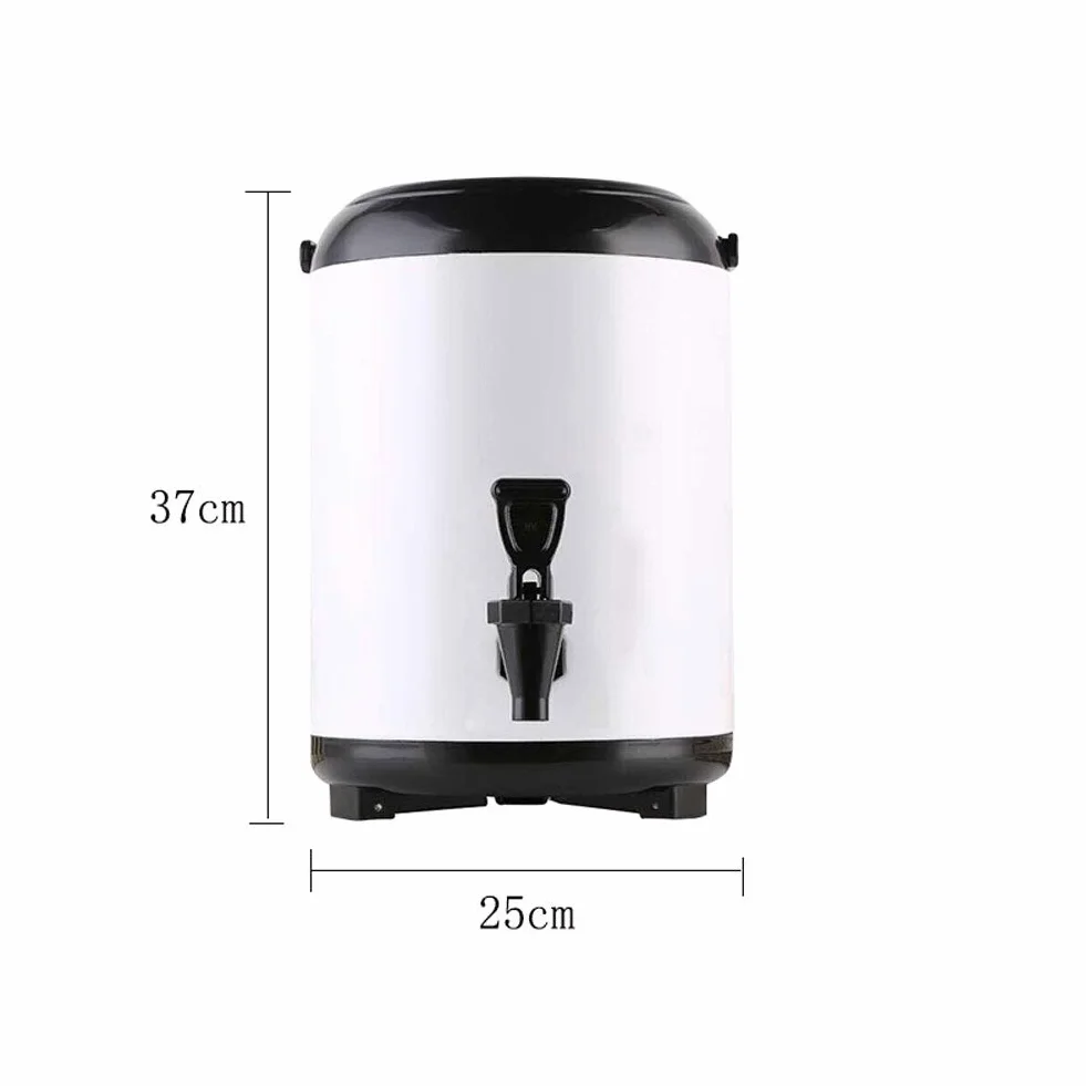 Barril Aislado Hervidor Bebidas Calientes, 8L/10L, Cubo de Termo Barril de Té con Leche, Doméstico y Comercial de Doble Capa, Mantener Caliente y Frío, 304 Acero Inoxidable