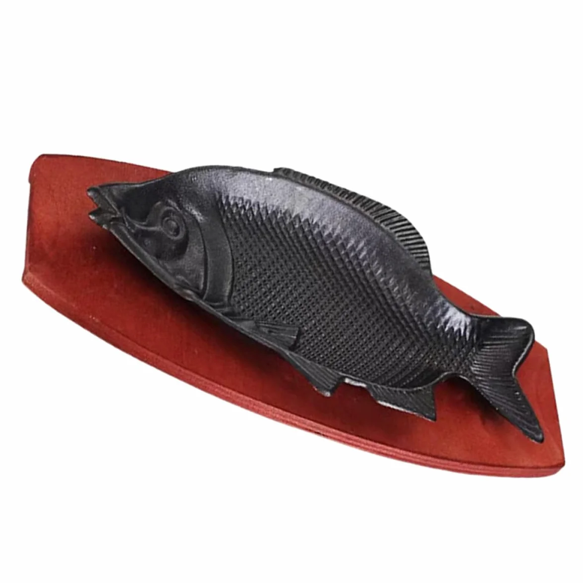 SECFOU Plato de Hierro con Forma de Pescado para Servir, Bandeja para Pescado Mediana, Superficie Lisa Fácil de Limpiar, Adecuado para Buffet y Reuniones Familiares