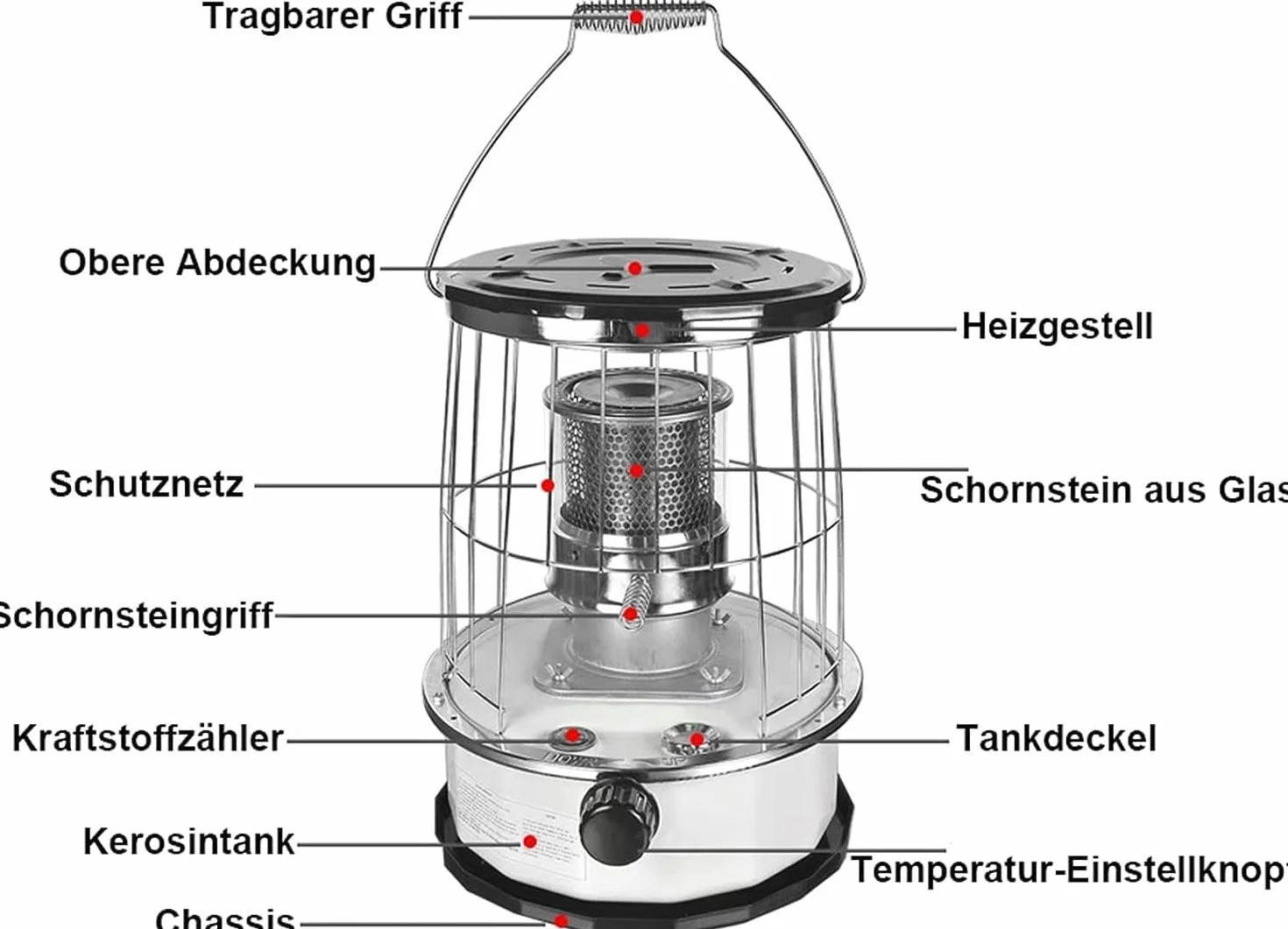 Estufa de Queroseno Interior eficiente con extintor automático, Calentador de Queroseno de 6 litros para Interiores sin Dispositivo de calefacción eléctrica