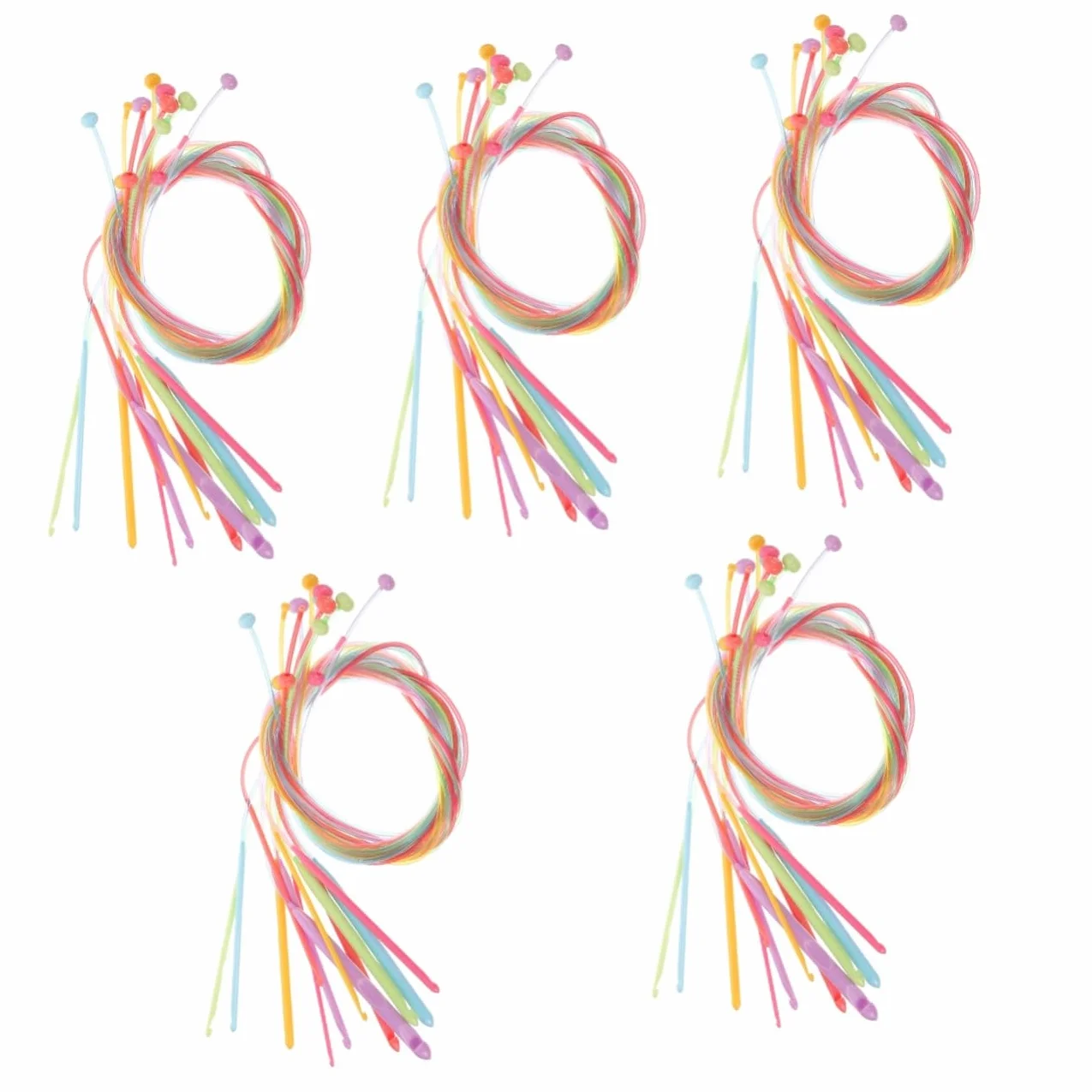 SHINEOFI 5 Juegos Ganchillo De Bucle Cross Stitch Agujas Circulares Kit Para Tejer Ganchillos Crochet Agujas Tejer Aguja De Ganchillo Herramienta Para Tejer Hilo El Plastico 12 Uds * 5