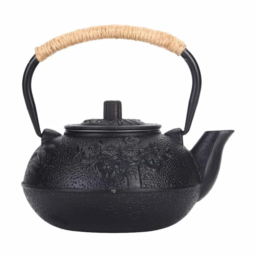 Tetera de hierro fundido, tetera de hierro fundido, tetera japonesa, tetera china de hierro fundido de 600 ml, teteras, tetera de hierro fundido retro, tetera de hierro hecha a mano sin revestimiento,