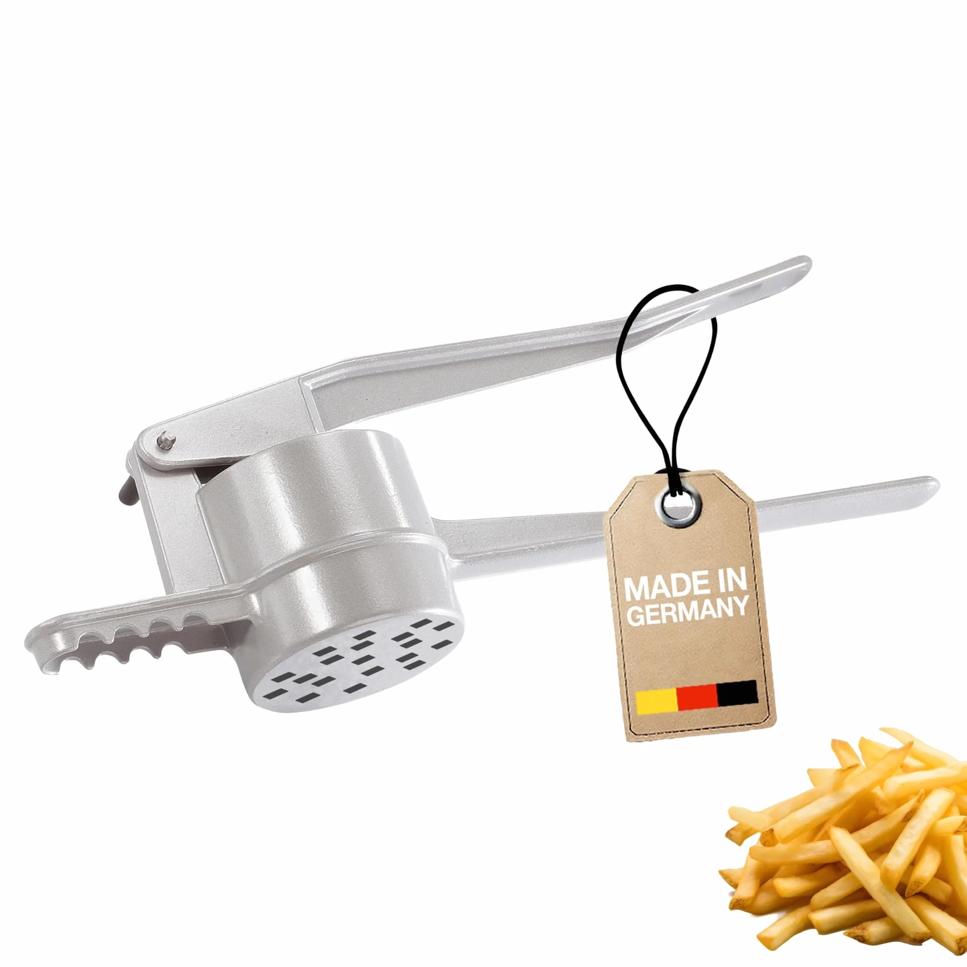 Westmark Prensa para patatas fritas, Prensa para churros, prensa para patatas de aluminio, Para patatas, churros y patatas fritas, Plateada, 41 cm