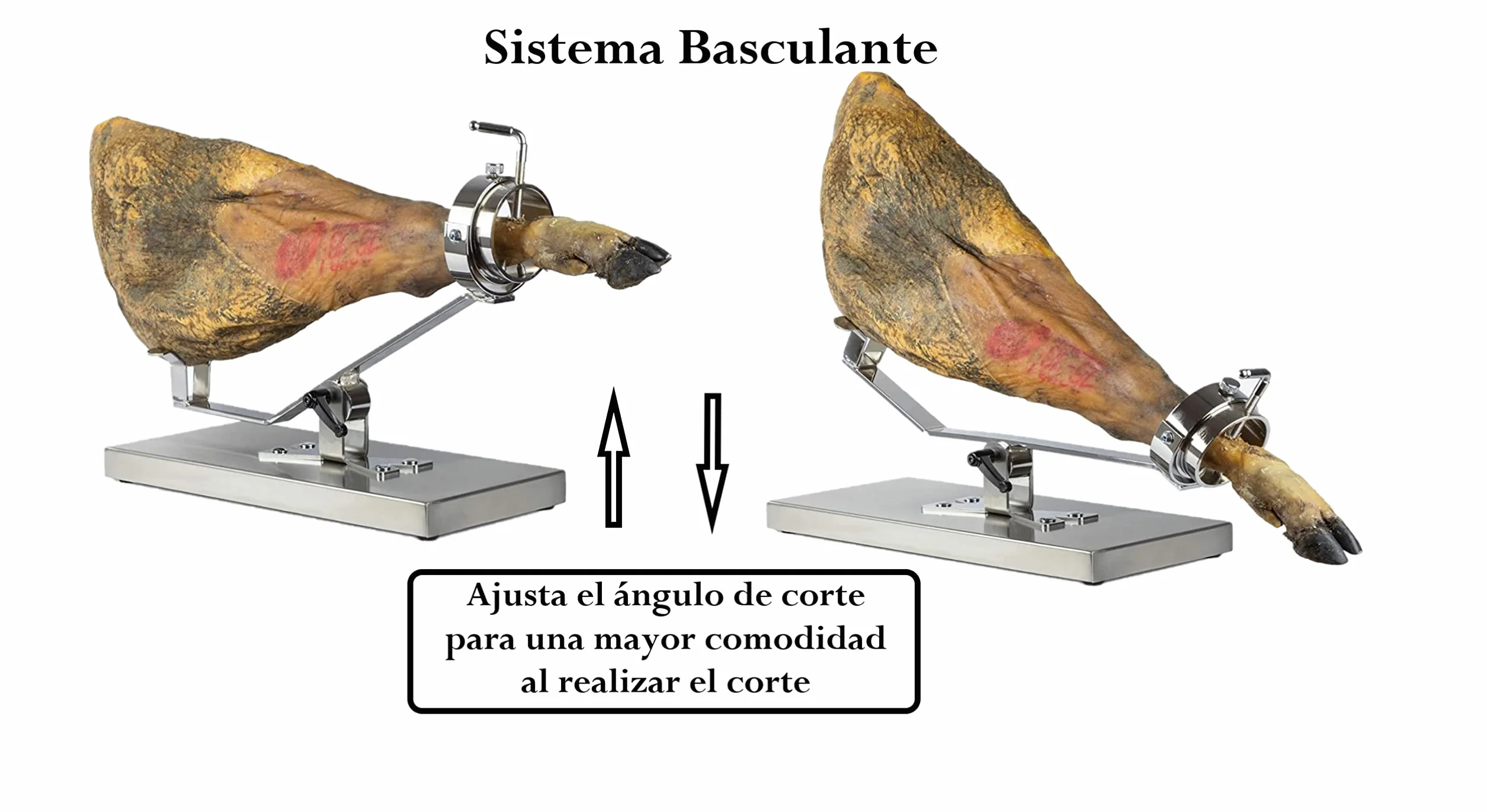 FERRETERIA LEPANTO Jamonero Inoxidable Basculante Giratorio, Jamonero con Base INOX, Soporte jamonero con Base Inoxidable para Jamones y Paletillas.