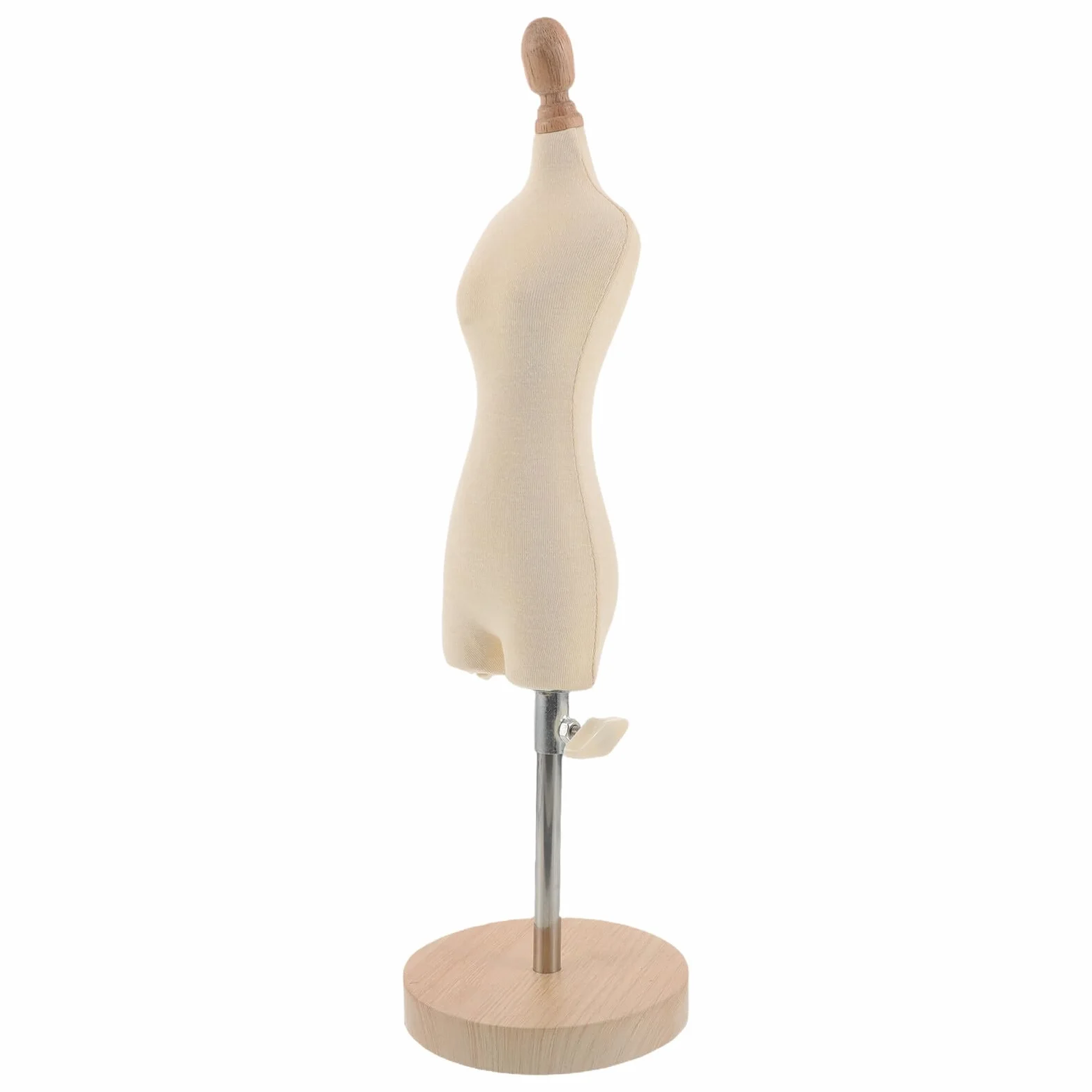 Maniquí de Costura Femenino Mini 1/4 para Confección | Beige, Permite Inserción de Alfileres, para Estudio en Casa y Aula, Portátil, Madera Acero Inoxidable Tela