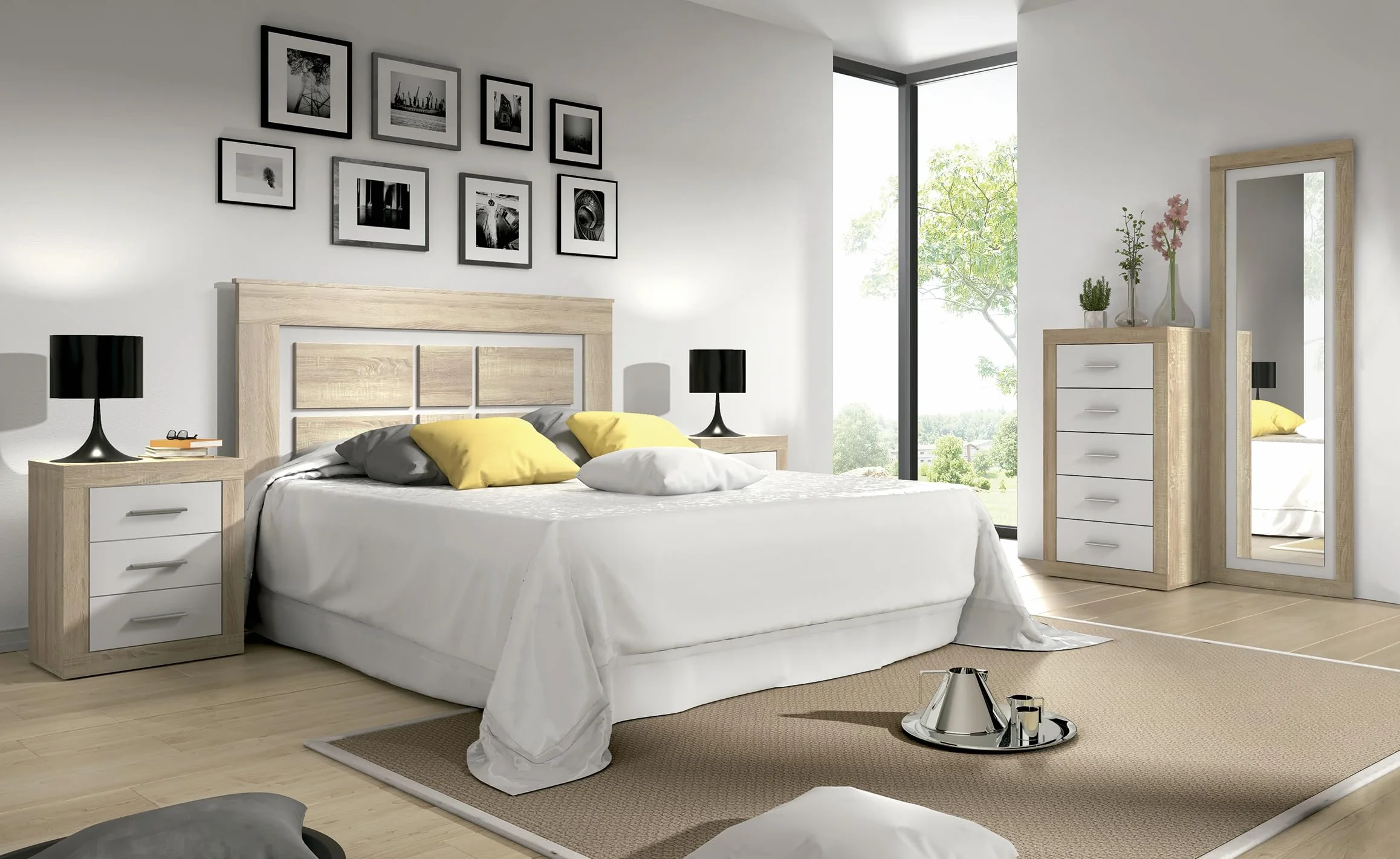 Shiito | Modelo Aspen B - Composición de Dormitorio Cambria-Blanco