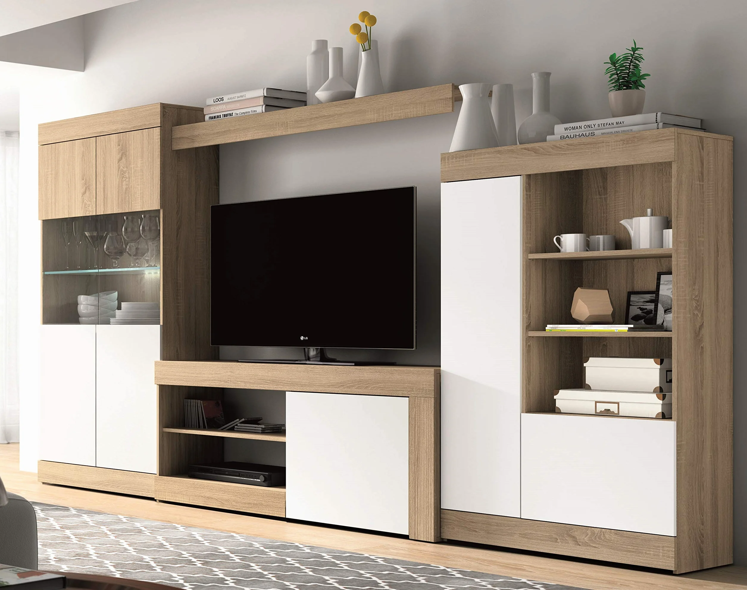 Mobelcenter - Mueble Salón Logan 004 - Blanco y Cambrian - 295 x 39,8 x 170,5 cm (0563)