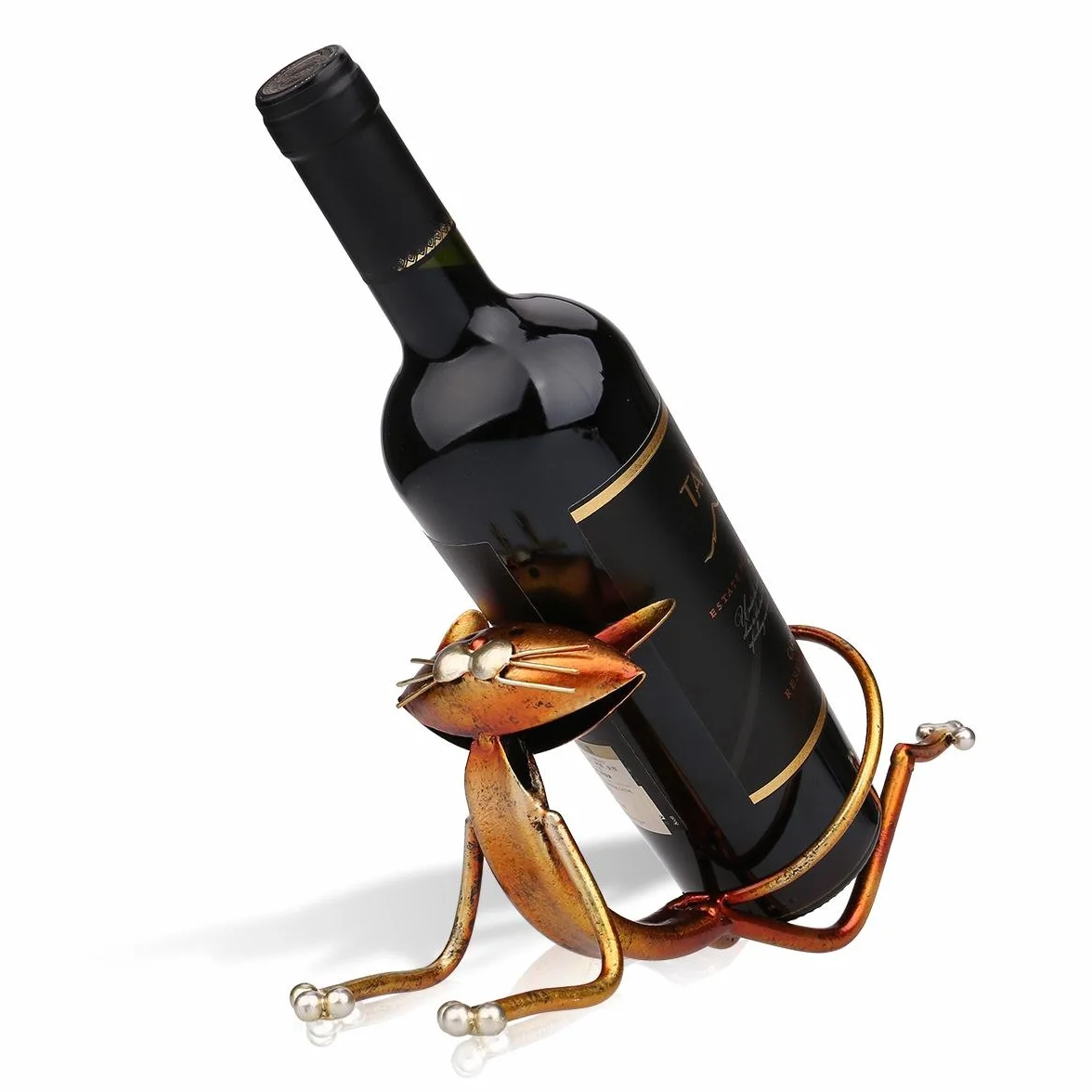 Tooarts Botelleros de Vino de Metal Gatos Regalos Originales Soporte de Vino Metal