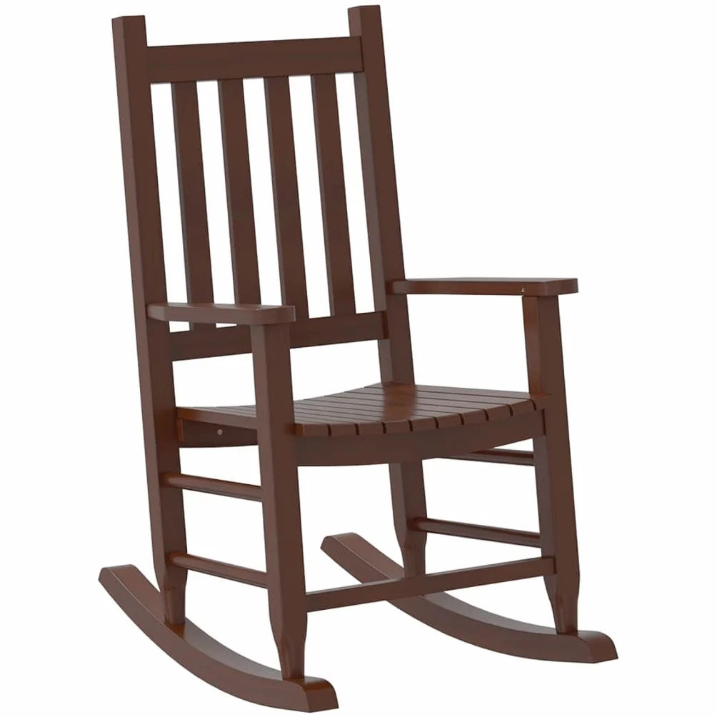 VidaXL Mecedora para Niños de Madera Maciza de Álamo Marrón - Exterior y Jardín - Pequeña