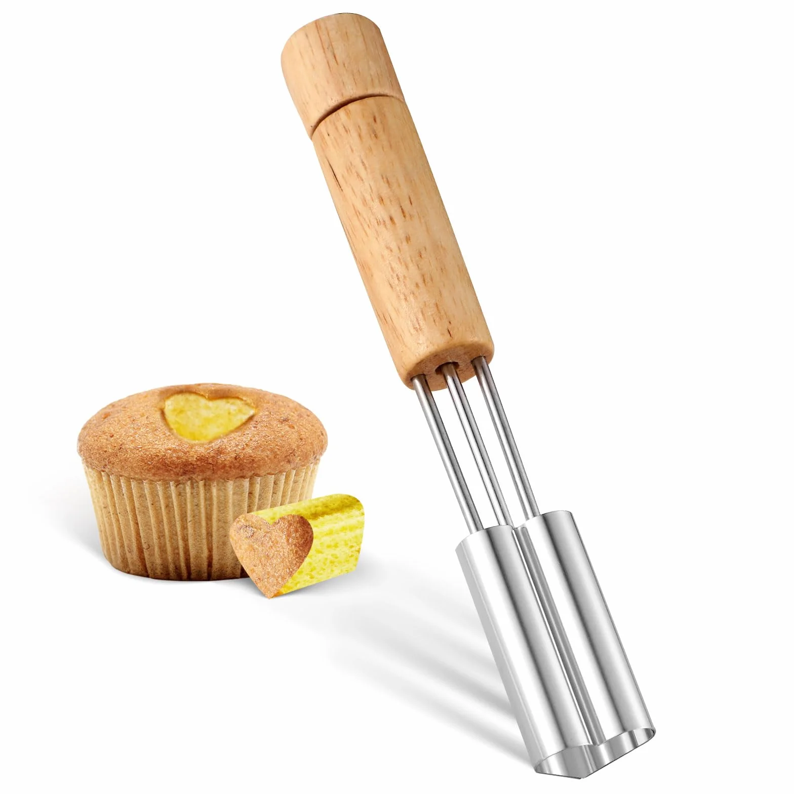Perforadora de Magdalenas, Cortador de Agujeros para Magdalenas en Forma de Corazón de 16cm Dispositivo para Cavar Agujeros Máquina para Hacer Agujeros para Magdalenas para Hornear Galletas