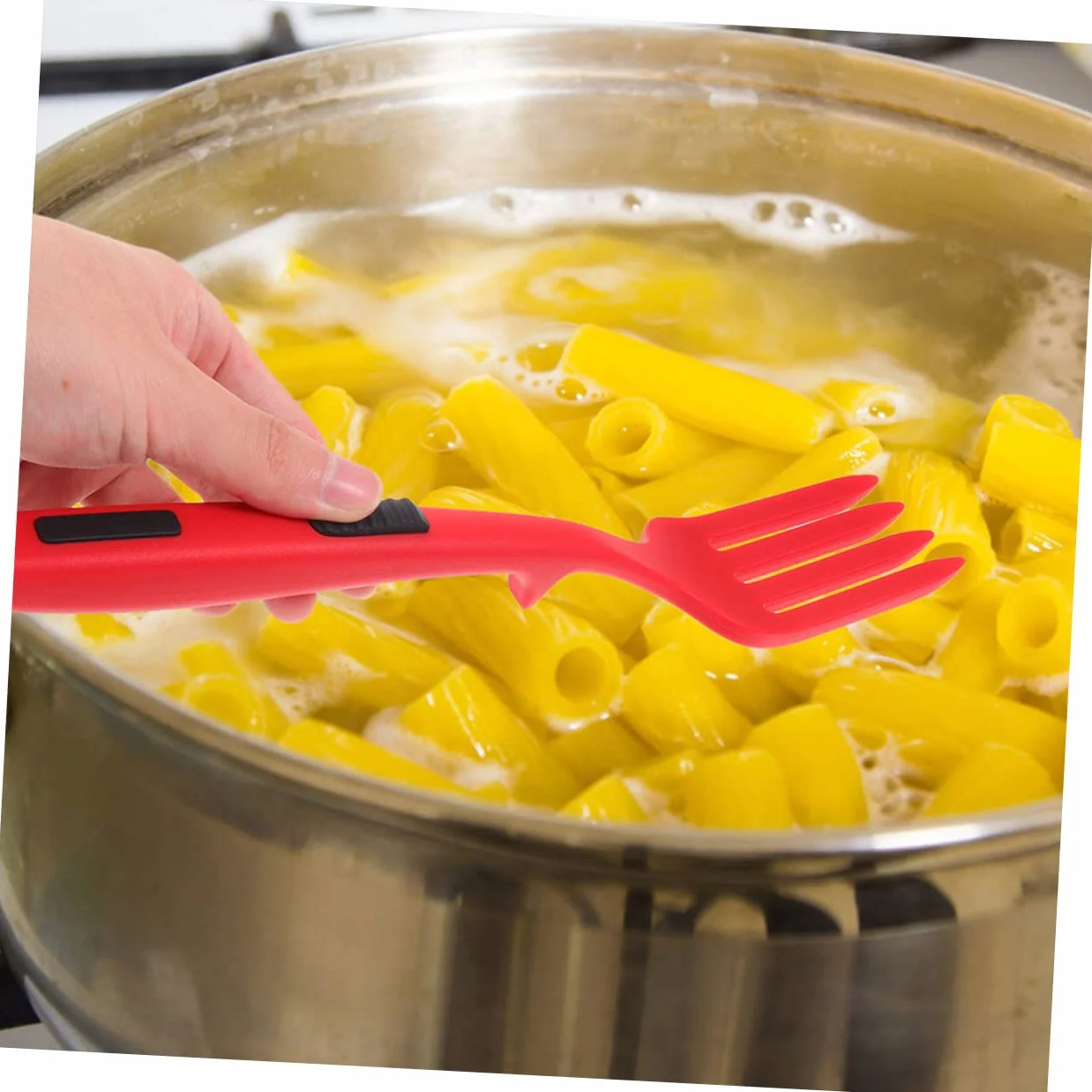 Tenedor de Cocina de Silicona Flexible Resistente al Calor 2 Piezas Rojo Intenso