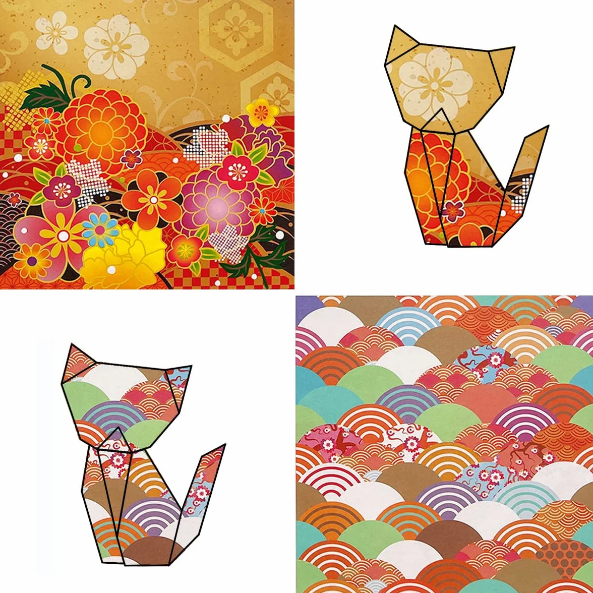 Papel origami japonés 15x15cm doble cara 50 hojas 10 diseños