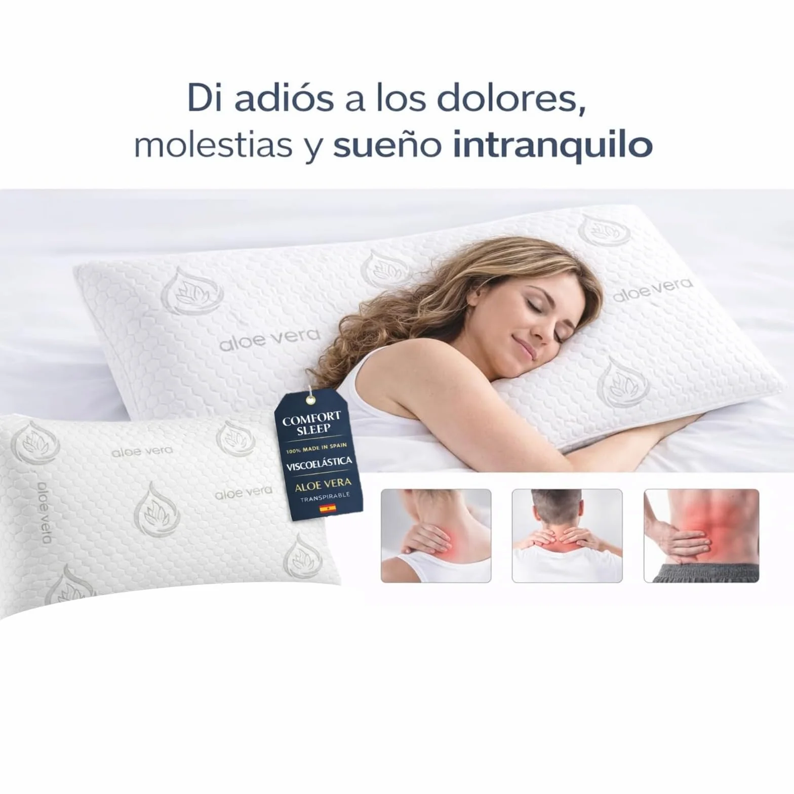 Dear Friend | 2 Almohadas Viscoelásticas 50x70 cm Memory Foam Adapatable Cuello y Termorreguladoras – Almohada Viscoelástica Aloe Vera Transpirable Doble Fundas desenfundables y núcleo viscoelástico