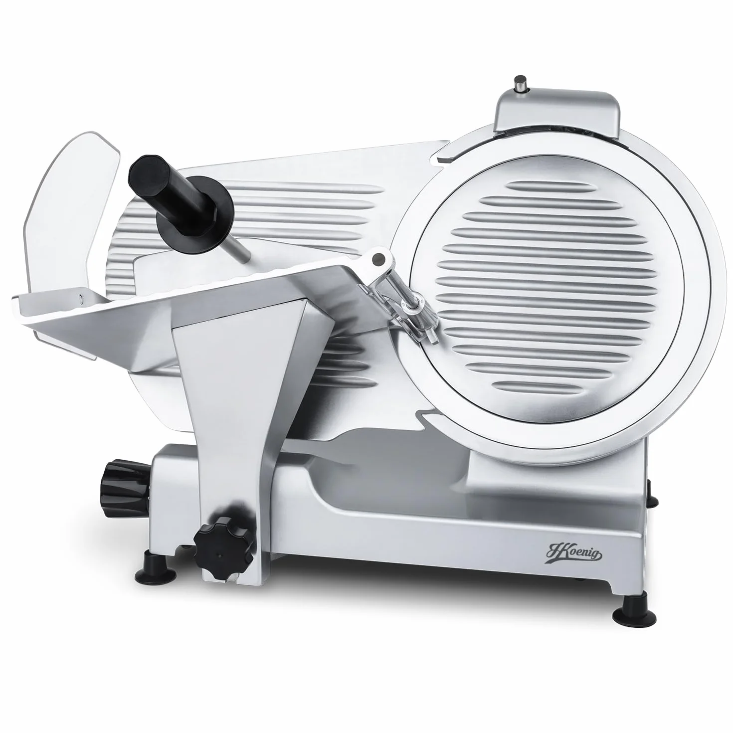 Cortafiambres eléctrico profesional MSX300 de H.Koenig - Cuchilla de 30 cm, corte ajustable 0-15 mm, afilador integrado, gran superficie de corte, 280 rpm - Acero inoxidable.