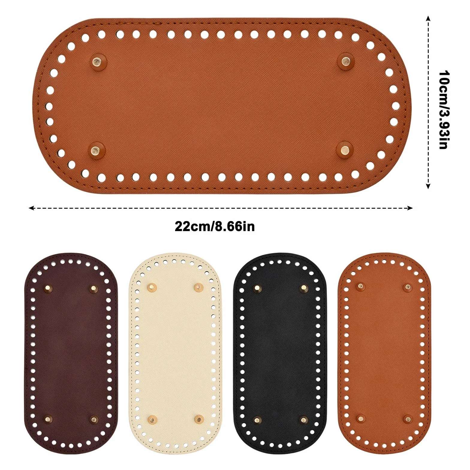 Laughhe 4 Piezas Bolsa Cojín Inferior Oval de Cuero PU 22×10CM para Fabricación de Bolsos