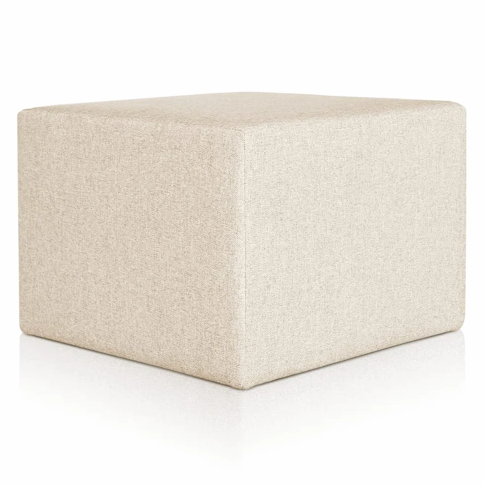 Deshome - Puff reposapiés Rectangular 63x63x44 cm Tela hidrorrepelente: Puff de diseño Moderno para sofá, Sala de Estar o Dormitorio, reposapiés, Pouf de salón Minerva Beige