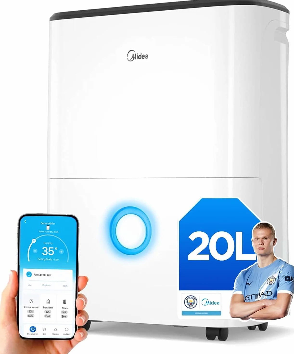 Midea Deshumidificador de Humedad 20L Silencioso | WiFi/App, Modo Secado de Ropa y Auto Antihumedad, Purificador Eléctrico Antibacterias, moho y Condensación | Ideal en habitaciones hasta 50m2/150m3