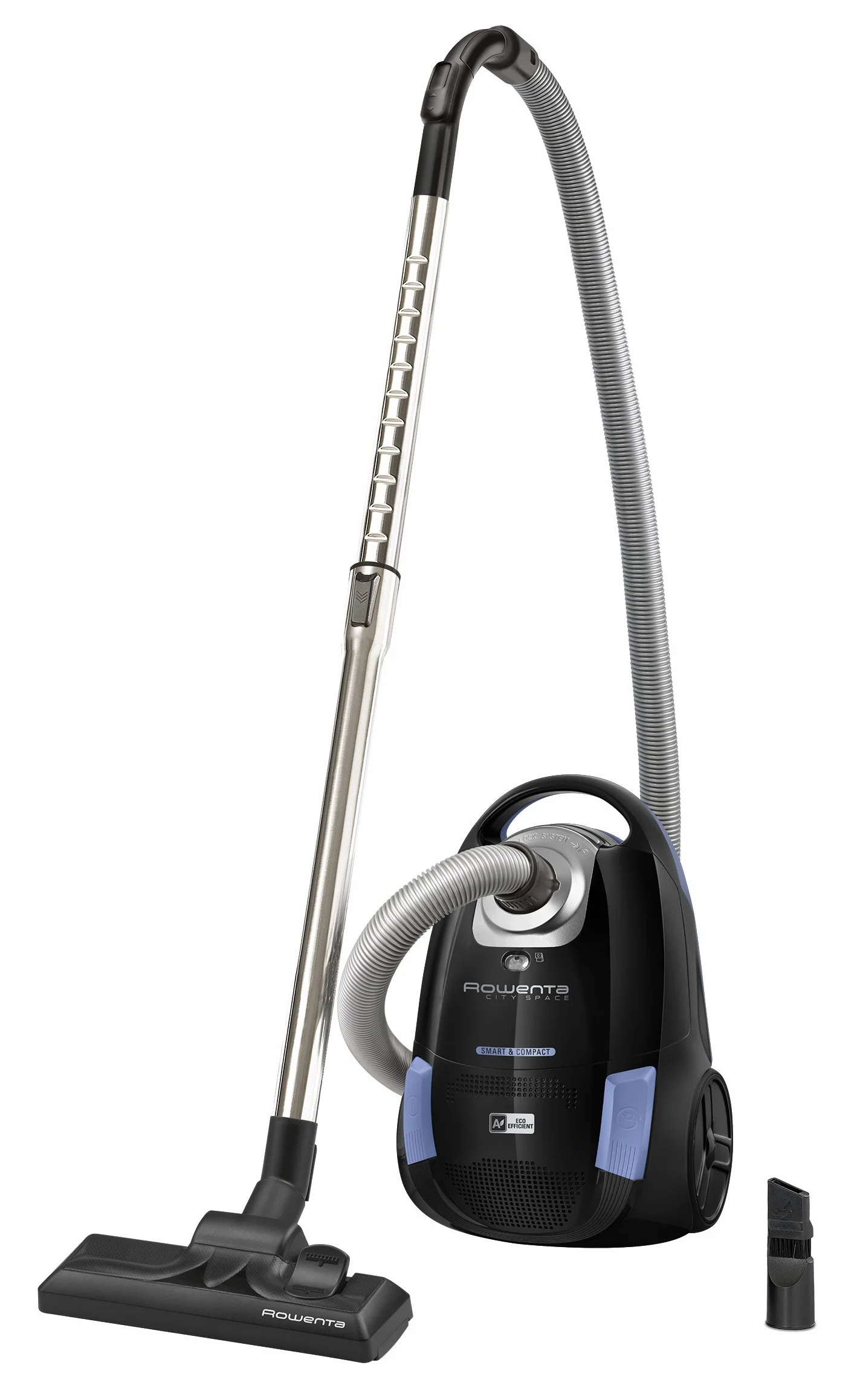 Rowenta RO2611 Aspiradora con Bolsa, 2.5 litros, 78 Decibelios, Negro/Azul