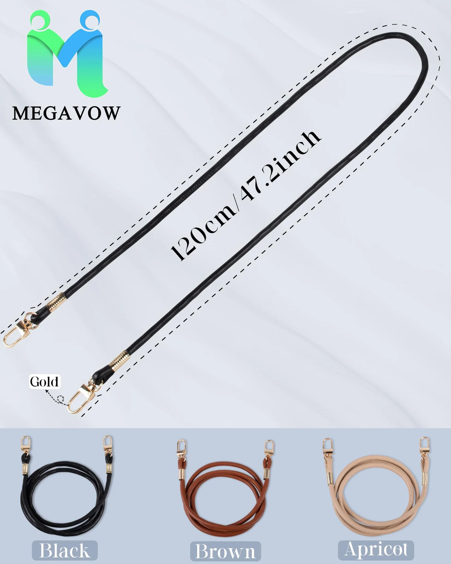 Correa del Bolso de Cuero PU, Accesorios Universales DIY, Marrón, 120cm