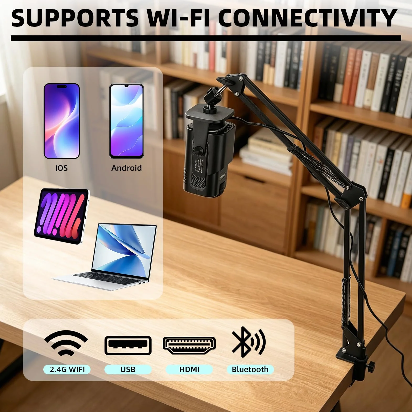 Proyector de dibujo portátil, proyector de dibujo inteligente de escritorio con mando a distancia y soporte para trazar, herramienta de dibujo, dibujo, conectividad WiFi