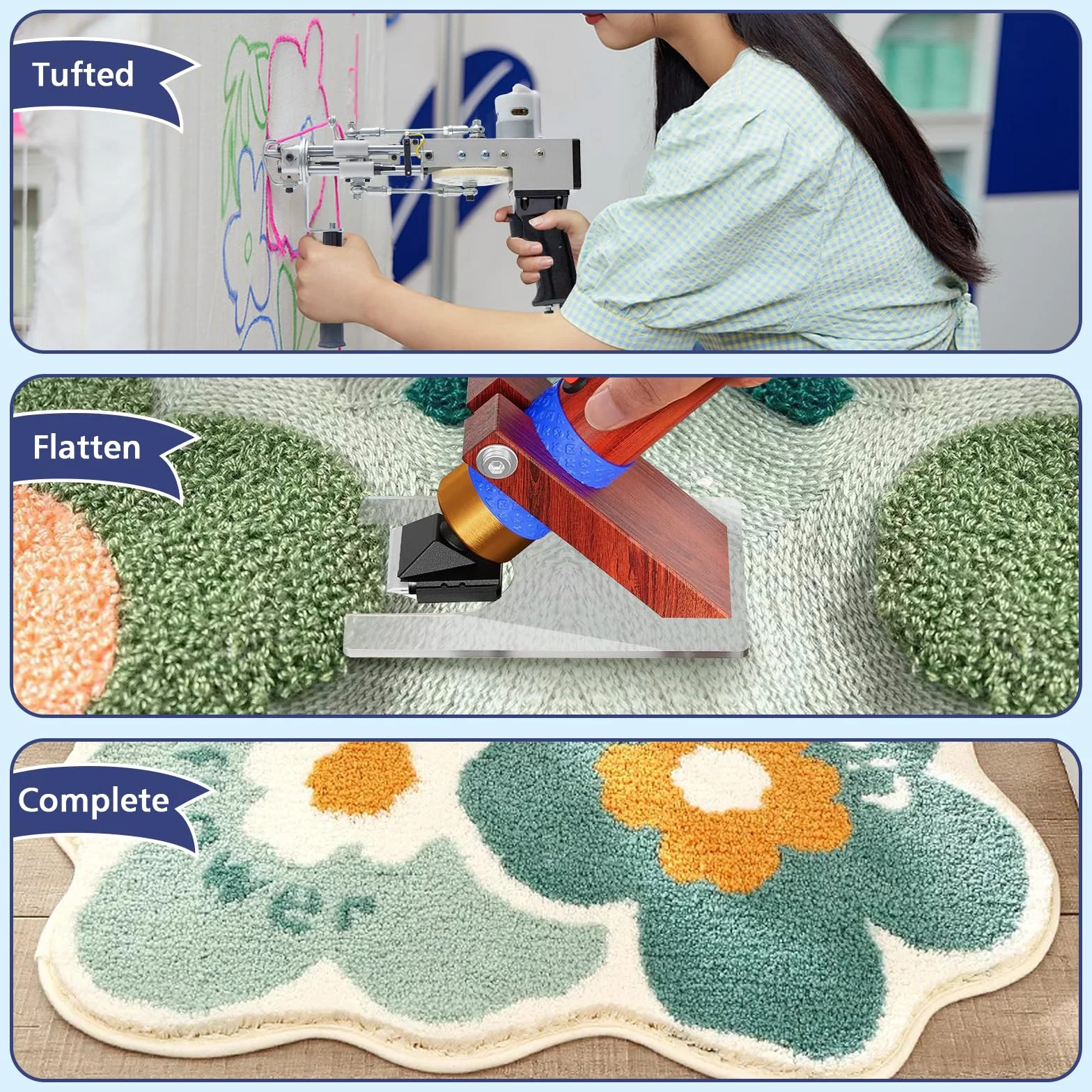 Pistola de tufting para alfombras con juego de recortador de alfombras, pistola de tufting eléctrica, kit de tufting con marco para alfombras, pistola de tufting 2 en 1 para cortar y bucle de alfombra