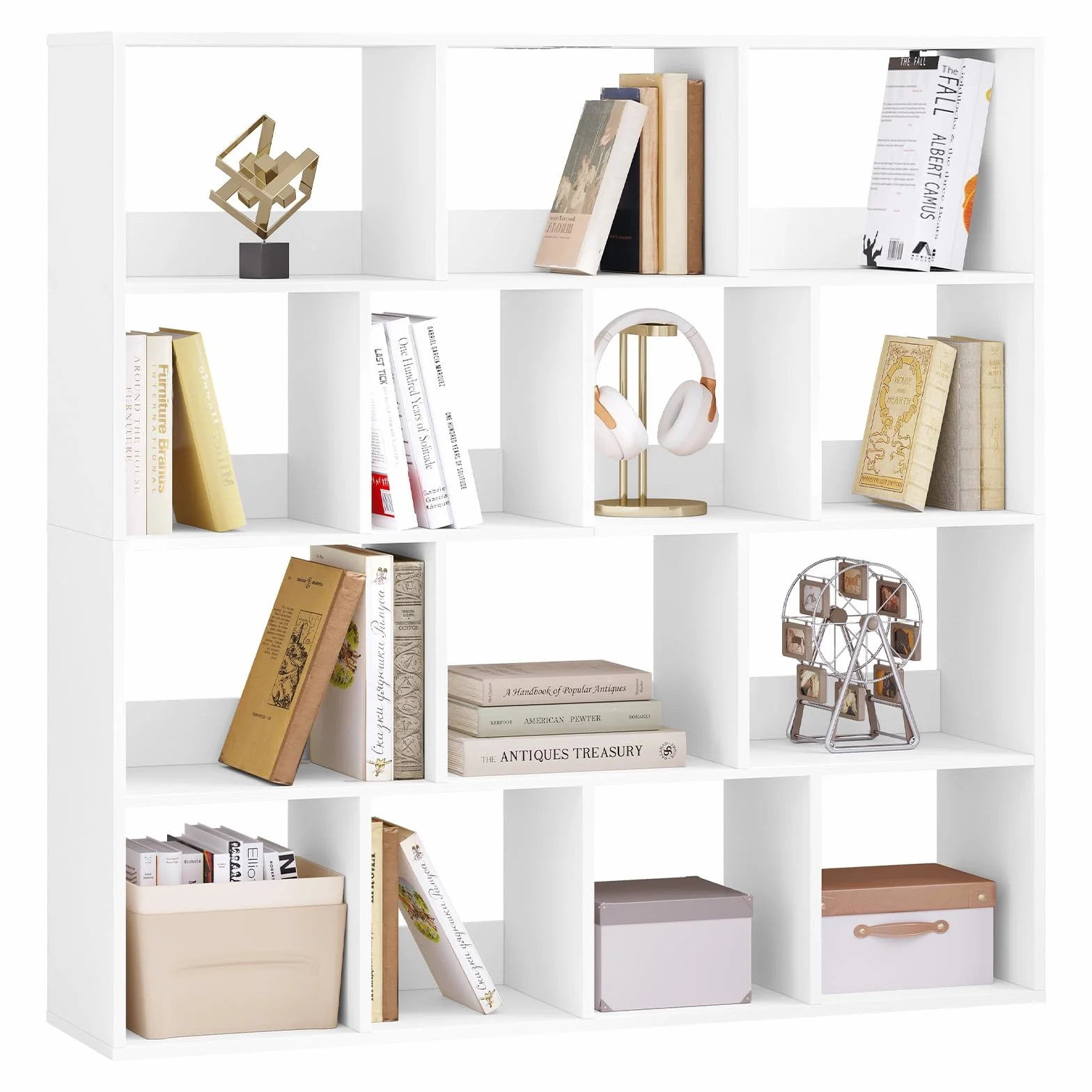 eSituro Estantería para Libros, Librería de Cubo de 14 Compartimentos | Estantería de Almacenamiento, Biblioteca Estantería para Dormitorio, Oficina y Salón, 120x30x120 cm, Blanco