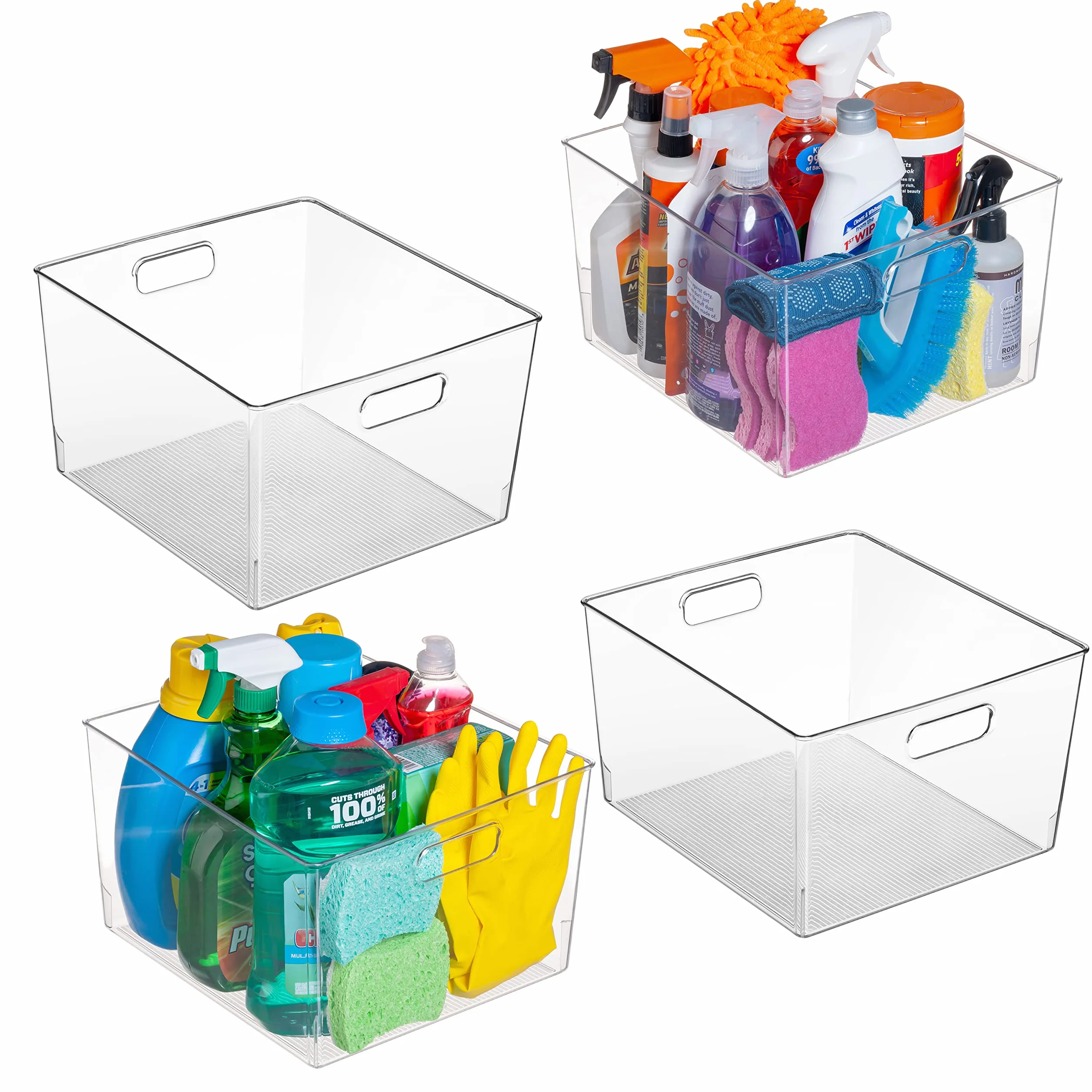 ClearSpace Contenedores de almacenamiento de plástico - Organización perfecta para la cocina - Organizador de refrigerador, organización de despensa y contenedores de almacenamiento (paquete de 4 XL)