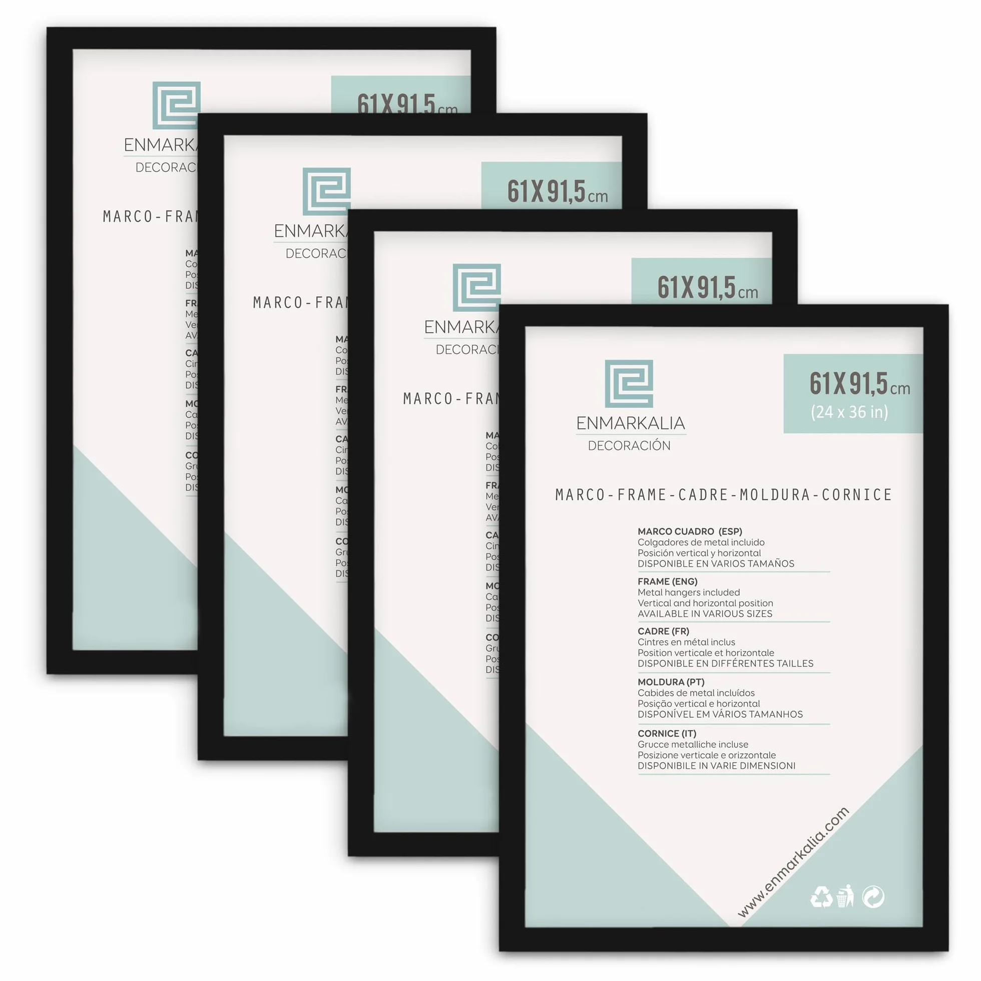 Pack de Marcos 61x91,5 (Poster) (61 x 91,5 cm (poster) x 4 uds, Negro)