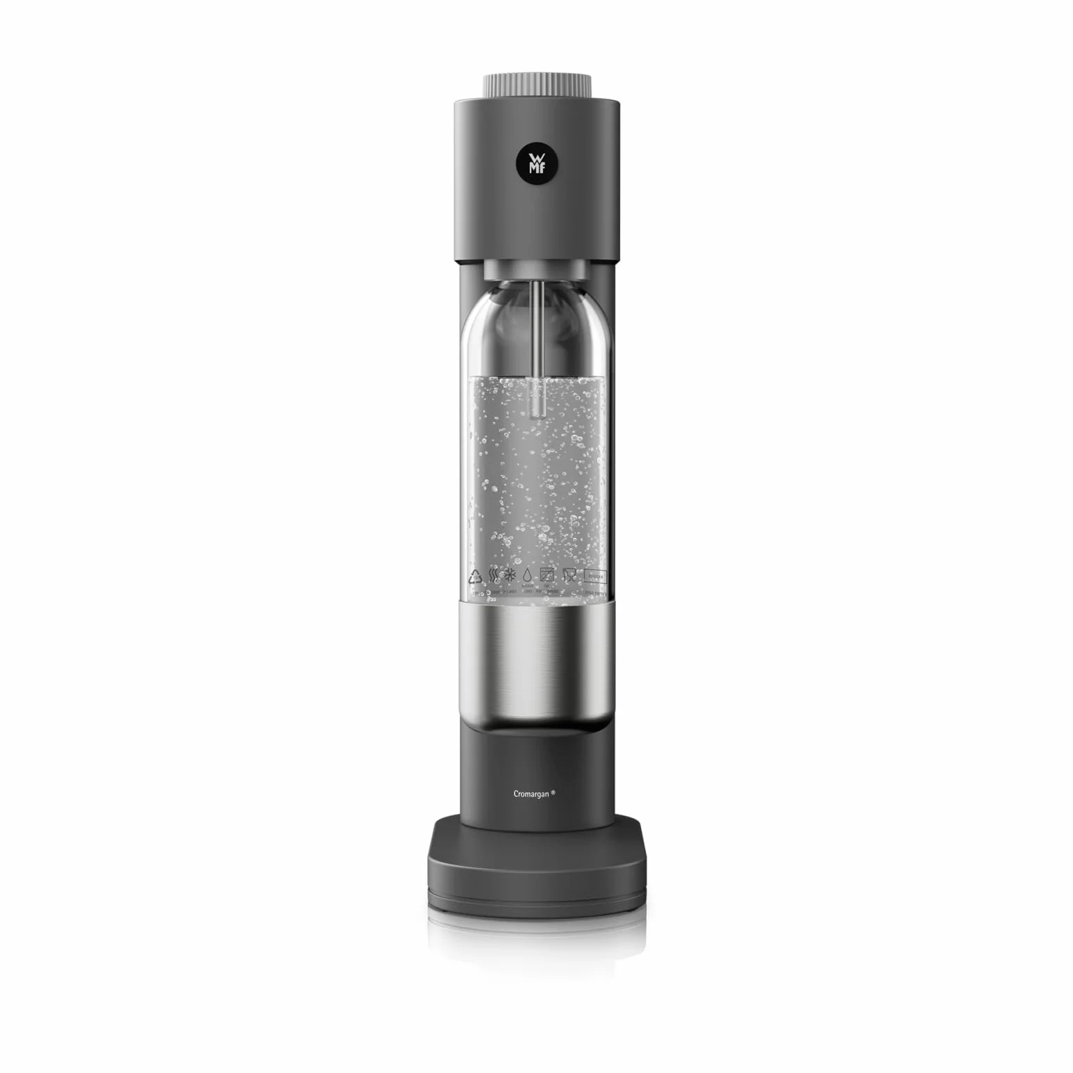 WMF Element One Agua con gas – Máquina de burbujas de acero inoxidable completamente automática con 3 grados, diseño que ahorra espacio, elegante máquina de agua con gas y dispositivo de burbujeo para