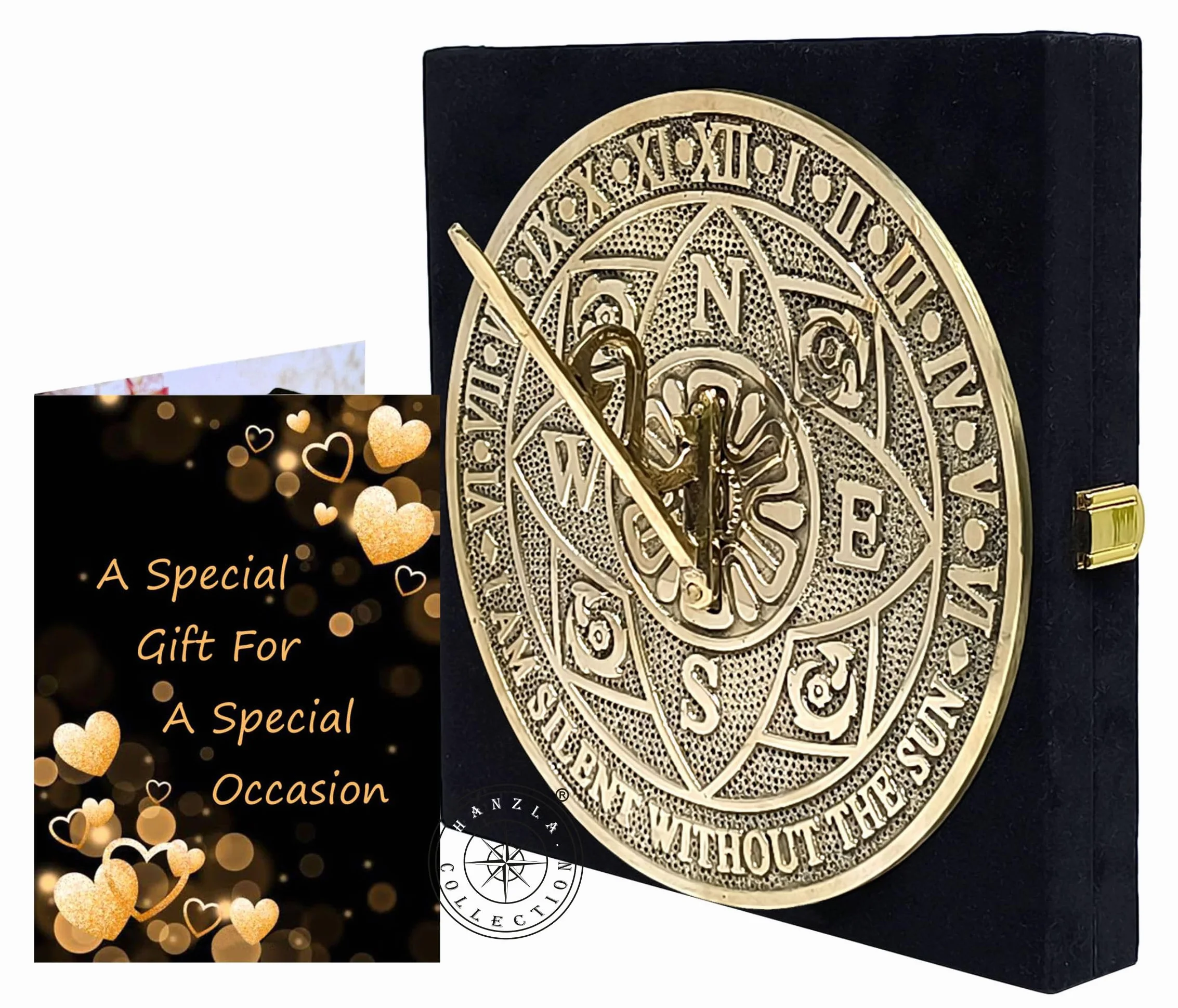Reloj solar de latón macizo para jardín y exteriores | Reloj de sol de latón brillante hecho a mano con caja de terciopelo perfecto para seres queridos | Regalo de decoración del hogar o idea de