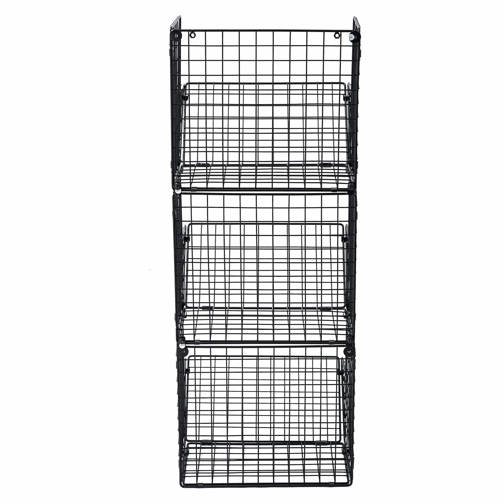 ACAGALA Estantería de pared de alambre de hierro de 3 niveles, cesta de almacenamiento montada en la puerta con ganchos y cinta adhesiva que no deja residuos, estante de cocina para frutas, toallas y