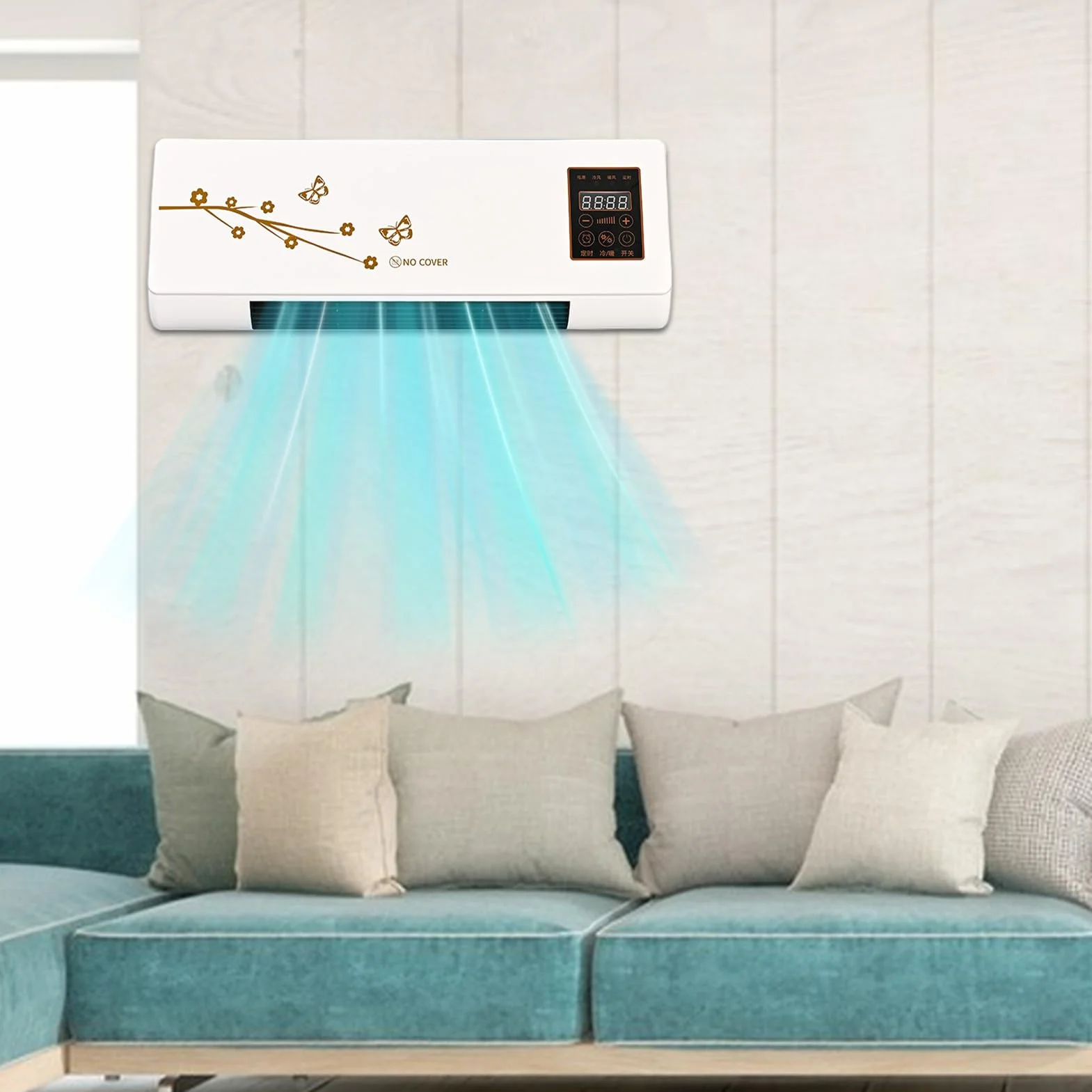 Aire Acondicionado de Pared - Aire Acondicionado Portátil,Con Función Frío y Calor, Silencioso y Temporizador 24H para Cocina, Coche, Hogar, Apartamento,